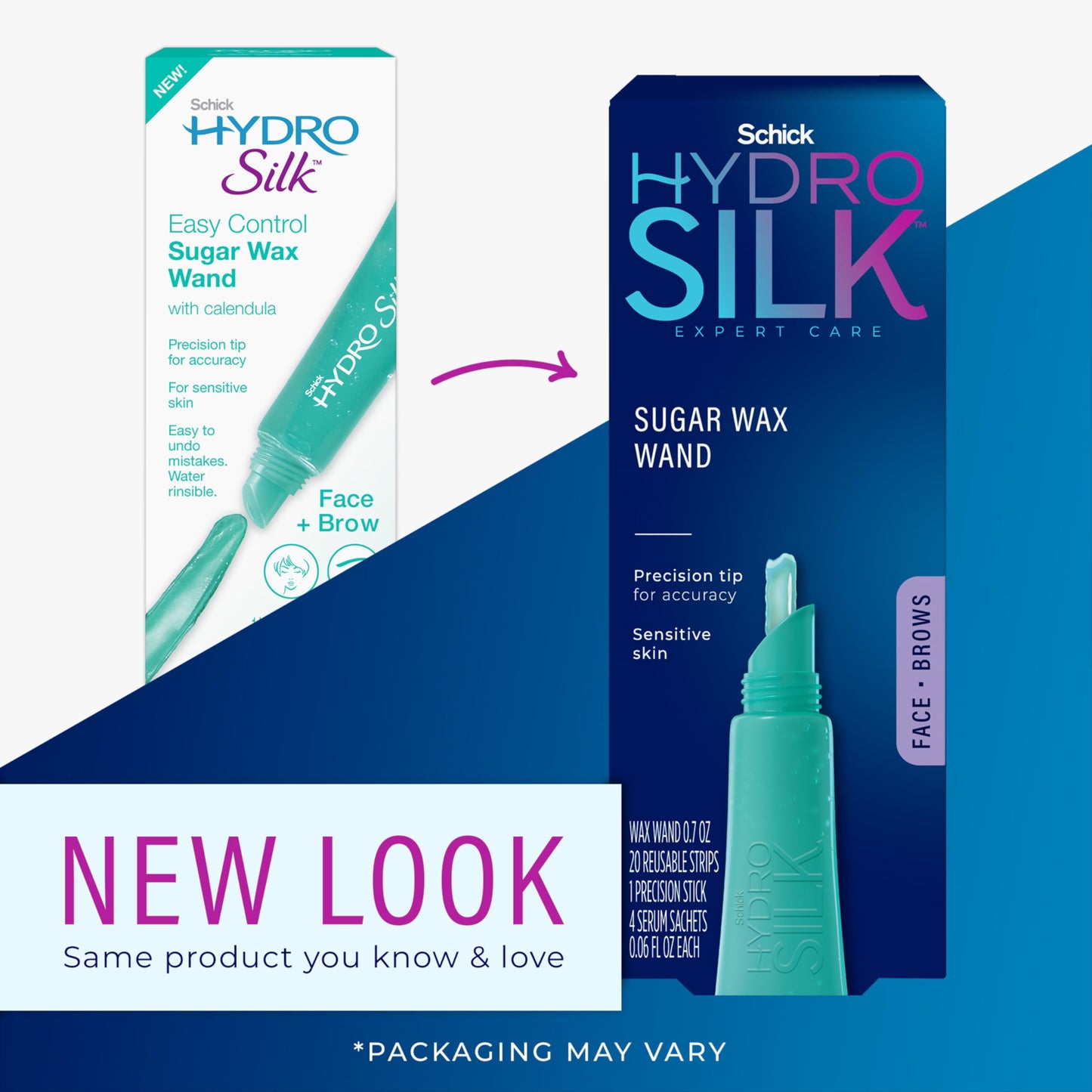 Schick Hydro Silk Sugar Wax Wand | Eyebrow Wax Pen, Face & Lip Waxing, Facial Hair Removal Depilatory, 0.7oz