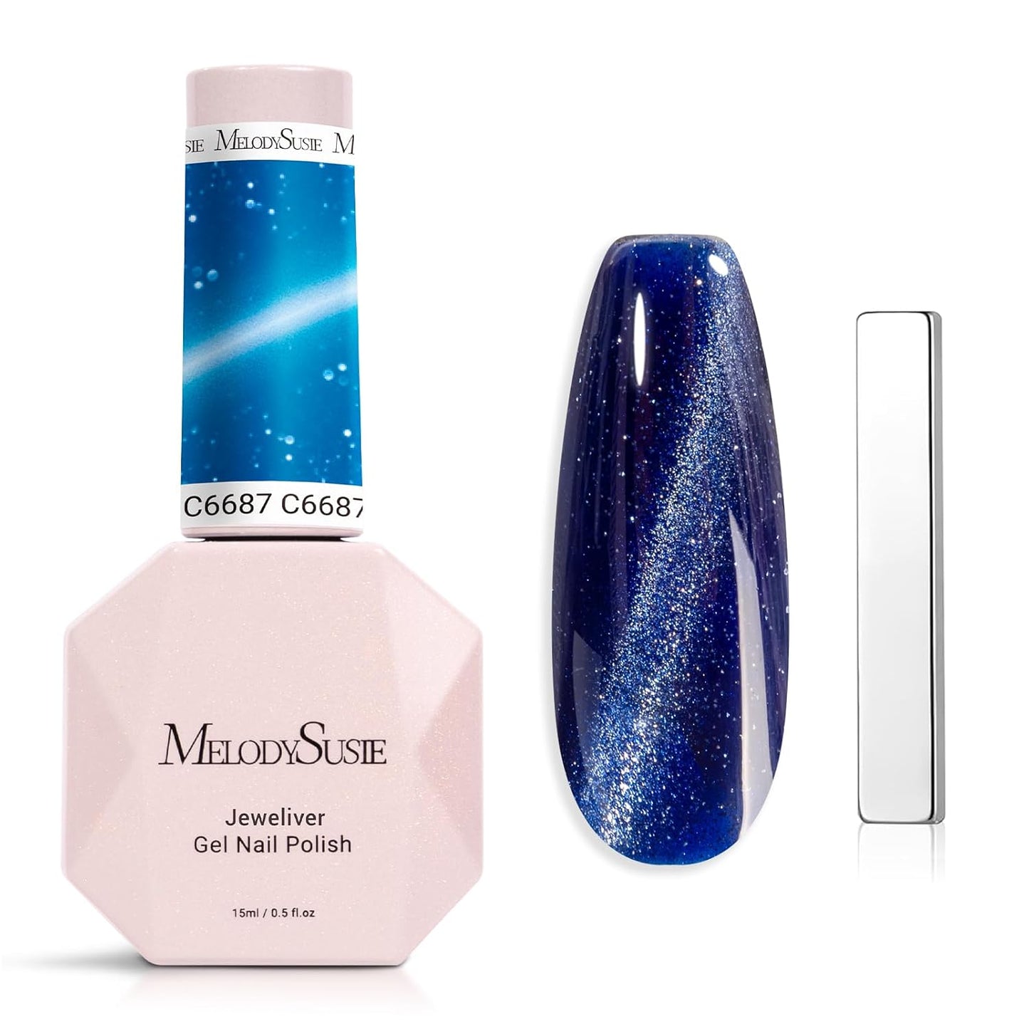 MelodySusie Cat Eye Gel Nail Polish - Burgundy Red Glitter Holographic | 0.5 Fl Oz UV Nail Art