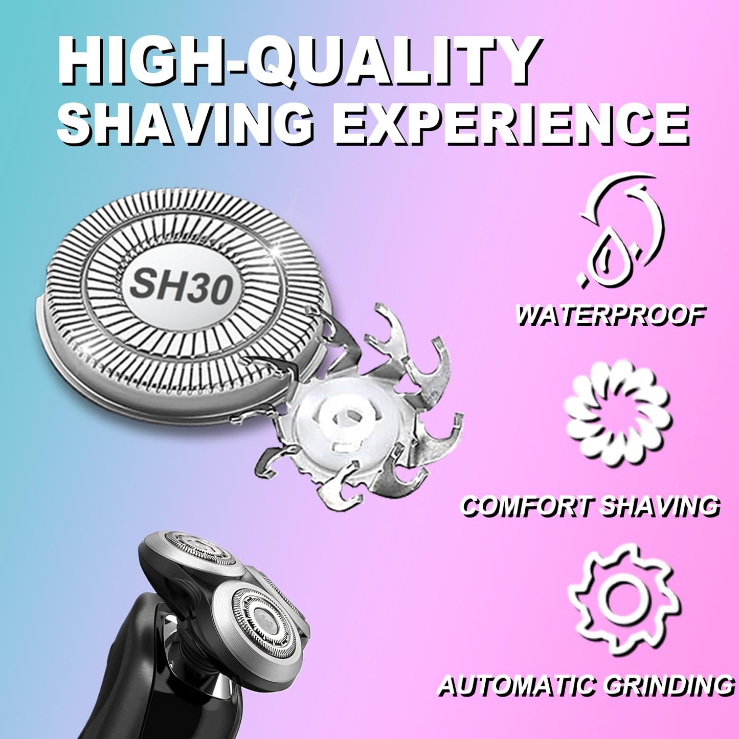 3 Packs SH30 Replacement Heads Compatible with P-hilips Norelco Series 3000 Replacement Heads,Electric Shaver Blades & Cutters Compatible with Series 3000, AquaTouch, PowerTouch Shavers