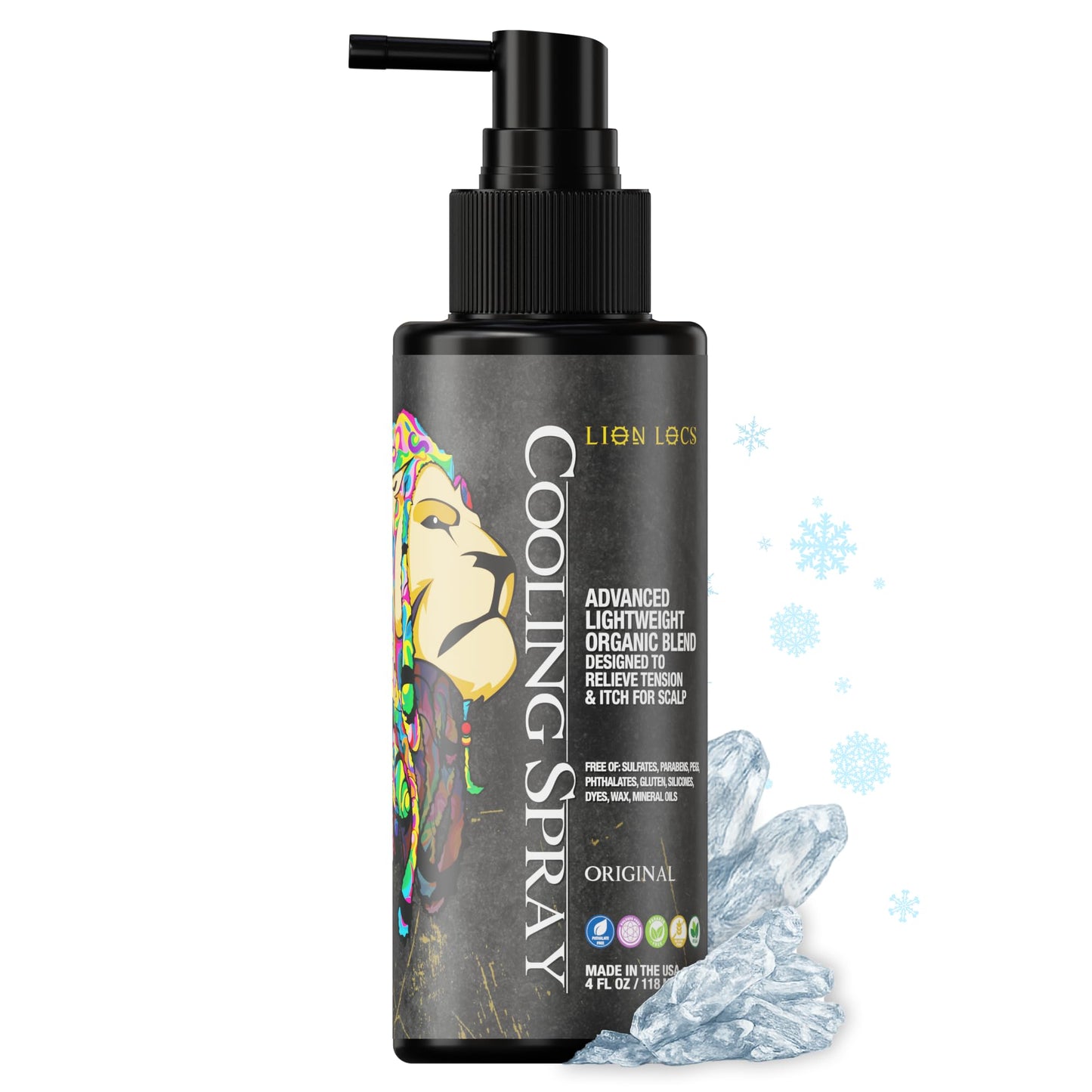 Lion Locs Itchy Scalp Cooling Spray – Instant Crown Relief for Dreadlocks, Braids & Twists, Lightweight Vegan Formula with No Buildup