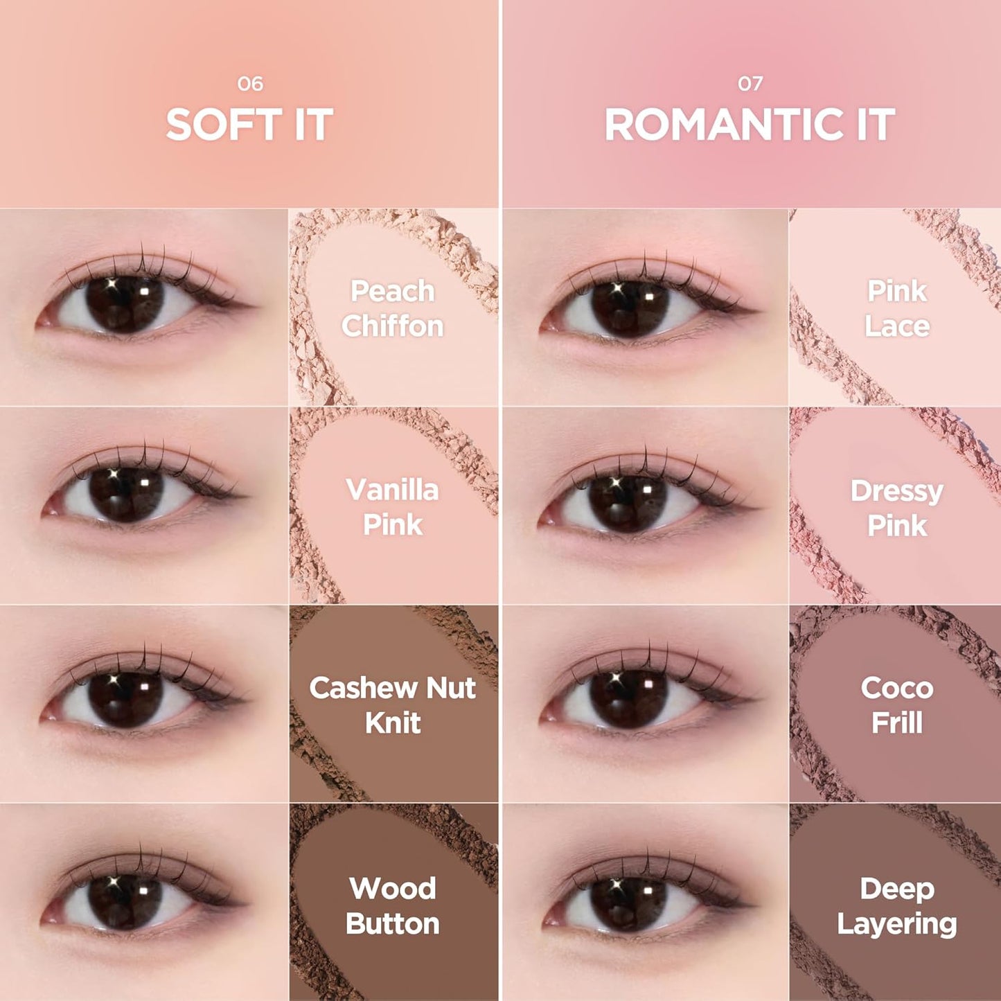 Mood It Palette - 4-Shade Korean Eyeshadow Palette for Daily Wear | Soft Blending, Buildable Coverage, Matte & Shimmer Finish, 0.11 oz (01 Fresh It)