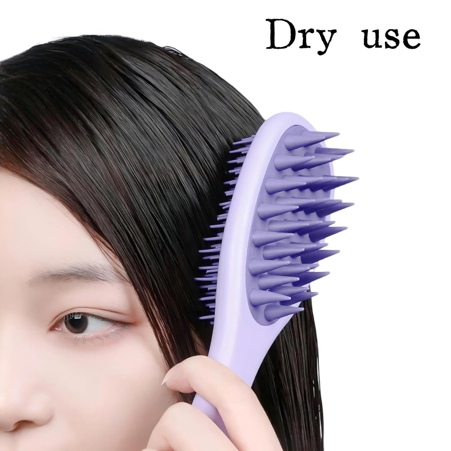 Long Handle Silicone Scalp Massage Brush - 2-in-1 Double-Sided Hair Comb for Shampooing