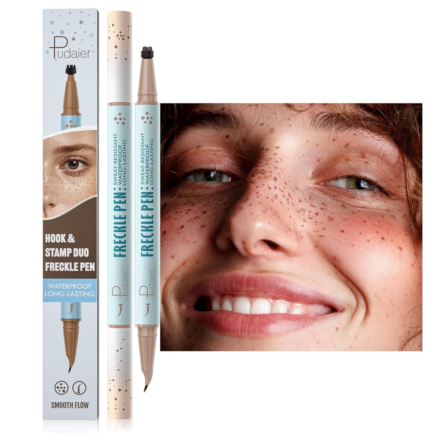 Freckle Pen Set - 2-in-1 Dual Ended Microblading & Freckle Stamp | Waterproof, 24HR Longwear, 2 Color Combos