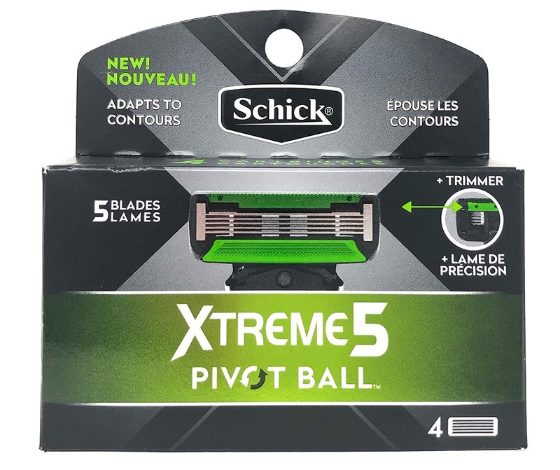 Premium Quality Xtreme 5 PivotBall Men's Razor Refills, 4 Count Box