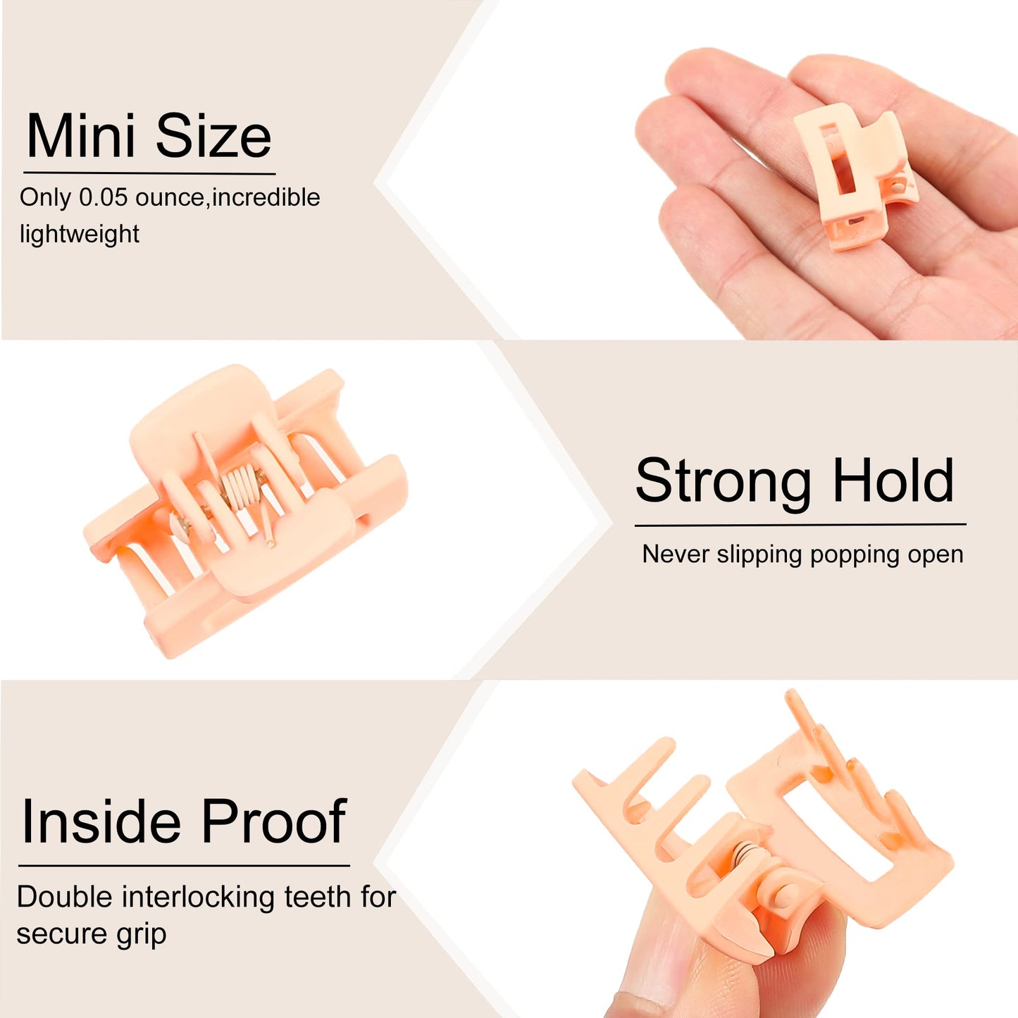 Small Claw Hair Clips for Women Girls - Mini Hair Clips Rectangle Tiny Claw Clips for Thin Hair Strong Hold Cute Jaw Clip Nonslip Hair Styling Accessories with Box