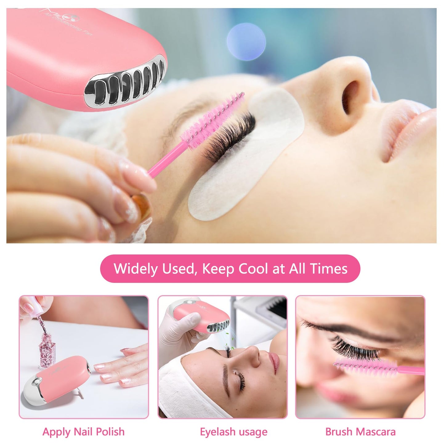 Buqikma Lash Shampoo - 60ML Lash Cleanser with Fan Brush, Rinse Bottle and 50 Pcs Mascara Brush, Rich Foam Wash for Eyelash Extensions at Home (Pink)