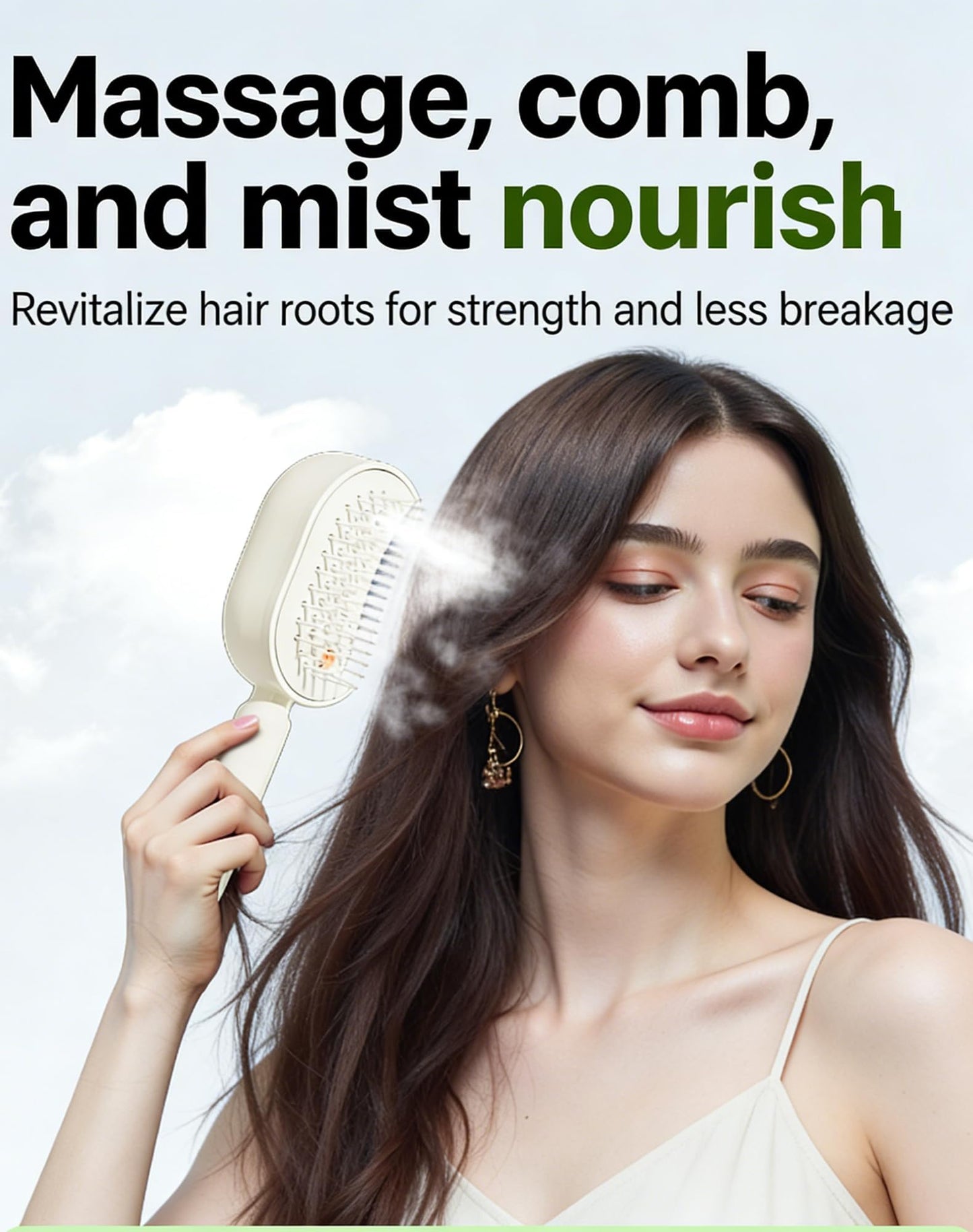 5 in 1 air cushion brush, Electric Spray Air Cushion Massage Comb for Women,Reduce Frizz, Smooth & Nourish, for Both Long/Short Hairs Home Spa Cleaning Grooming Styling Detangling (Beige)