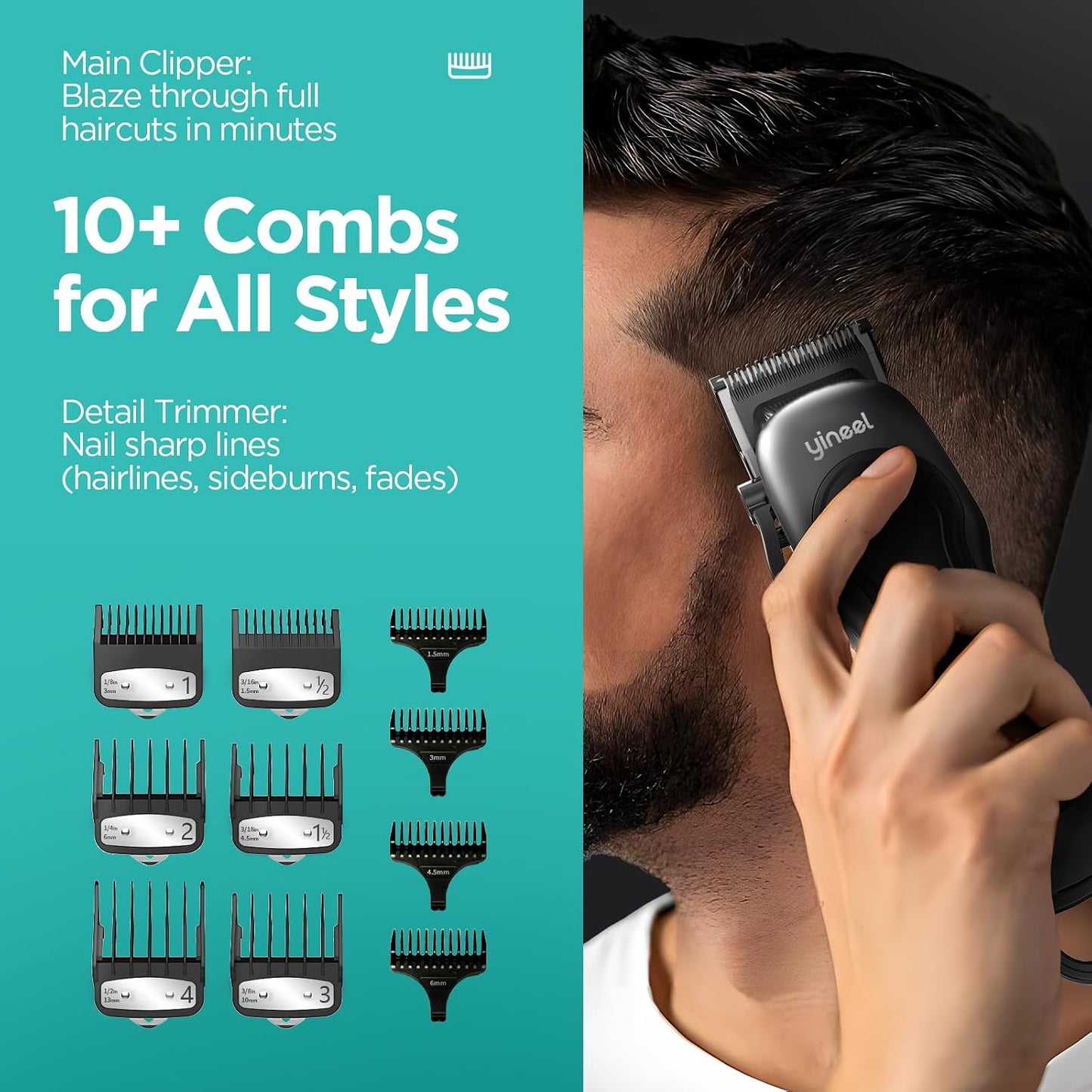 Professional Hair Clippers for Men - Cordless Trimmer Set with LED Display | Super Quiet Hair Cutting Kit