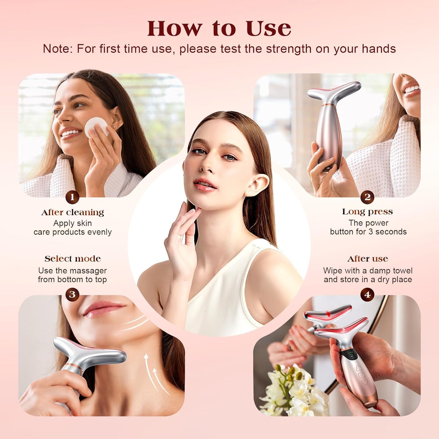 Facial Massager - Red Light Therapy Device for Face & Neck | 113°F Heating Vibration, 7 Color Options
