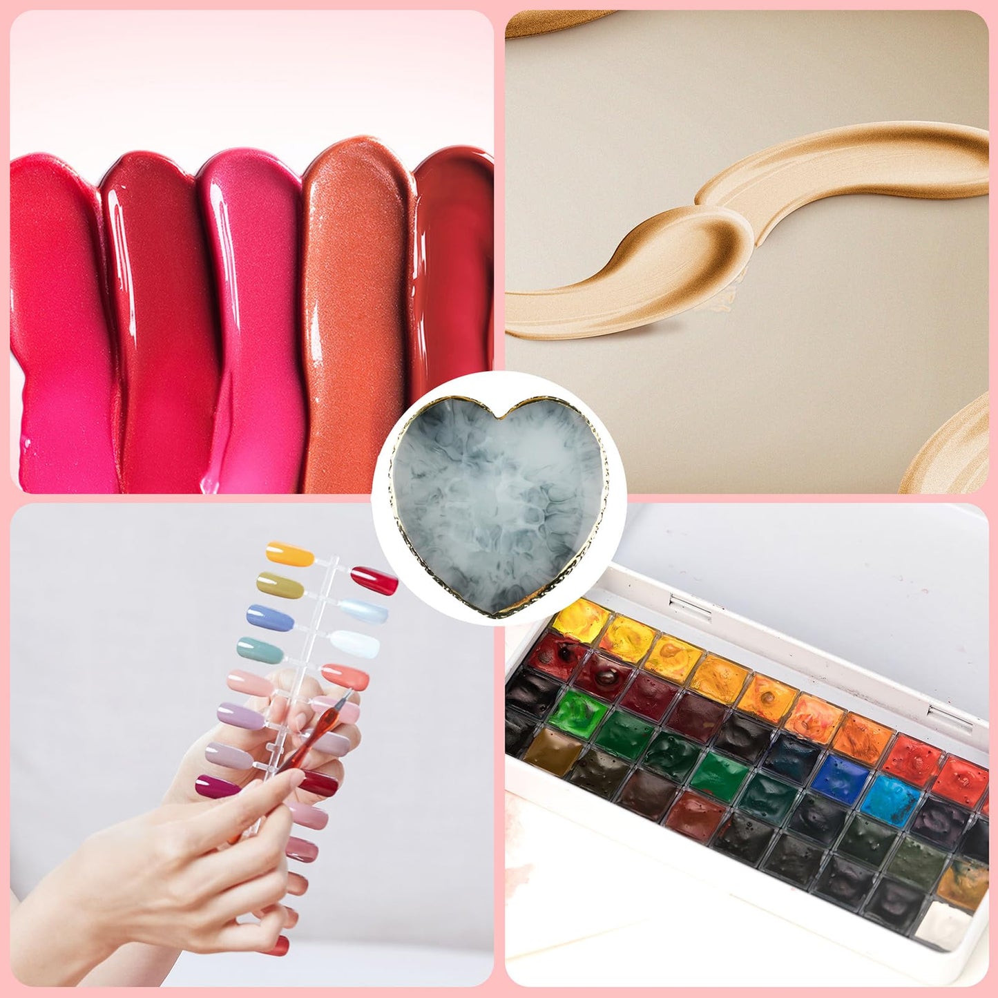 Resin Nail Art Palette Nail Polish Palette with Spatula Nail Pallet for Nail Art Nail Polish Mixing Plate (Gray)