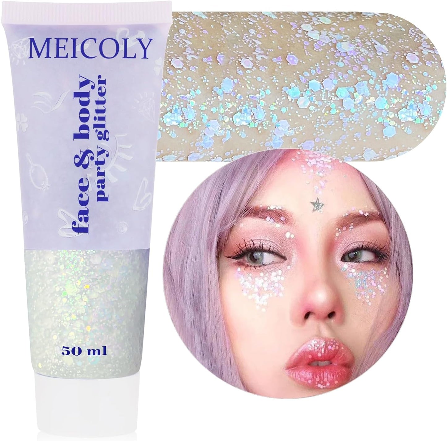Pink Face & Body Glitter - Sparkly Hair & Makeup for Kids | Self-Adhesive Mermaid Glitter for Concerts & Halloween