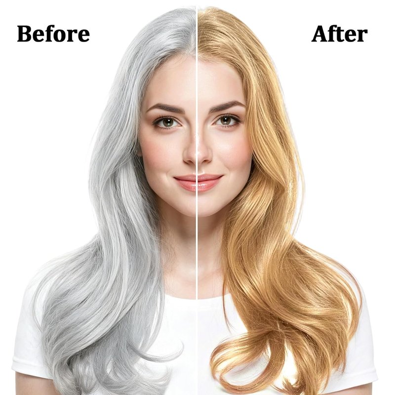 Luxury Blonde Hair Dye Shampoo - Herbal Gray Coverage, Ammonia & Paraben Free | 3-in-1 Formula for Men & Women