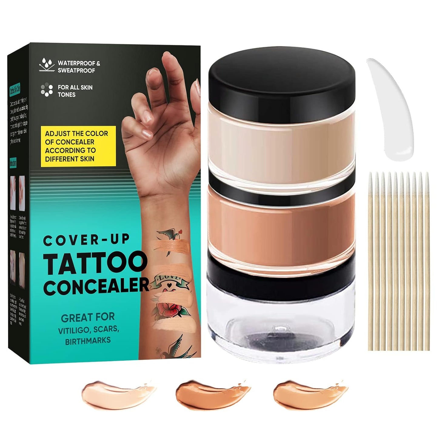 Tattoo Cover Up Makeup - Waterproof Concealer Cream for Scars, Vitiligo & Dark Spots | 2 Color Options