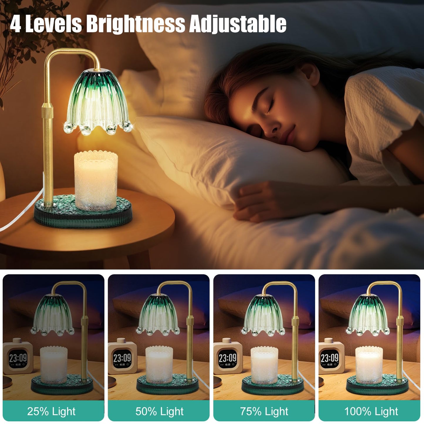 Maromamix Candle Warmer Lamp with Timer - Electric Wax Melt Warmer with Adjustable Height and Dimmer for Scented Candle Wax, Home Fragrance Décor and House Warming Birthday Gifts for Women Mom