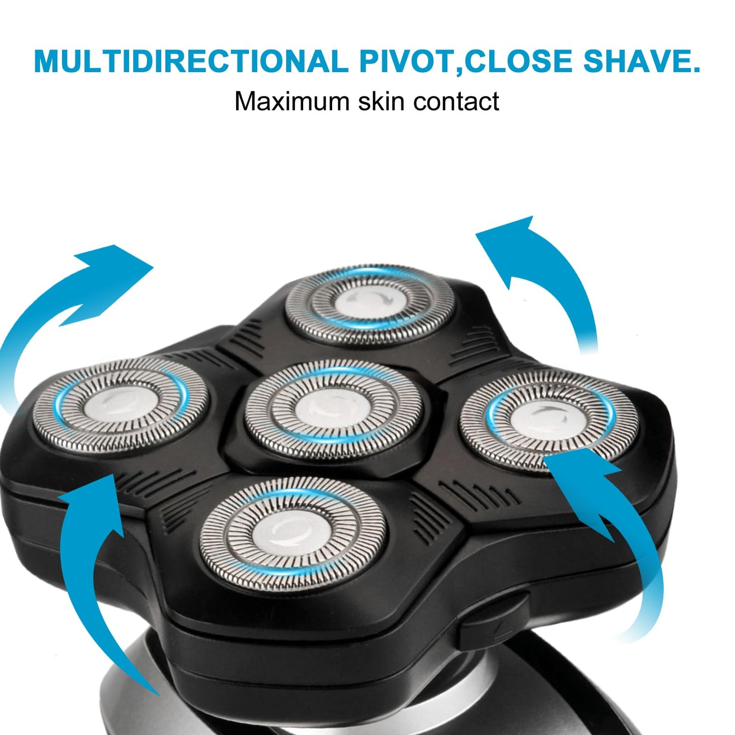 VSTSERIES Professional Bald Head Shaver,Electric Razor for Balder Man,Male Grooming Shaving Head and Face,Wet Dry Stubble Beard Trimmer,5D Float Close Shave Larger Detachable Head for Heavy Bold Hair