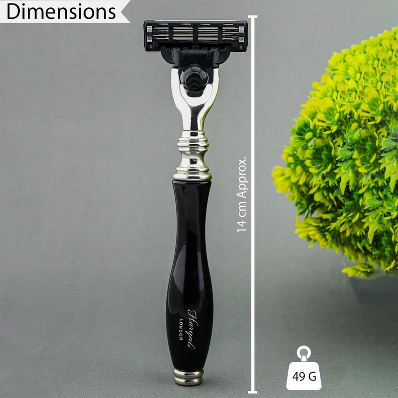 Haryali London 3 Edge Shaving Razor With Black Coated Handle Beard and Mustache Safety Razor For Men and Women