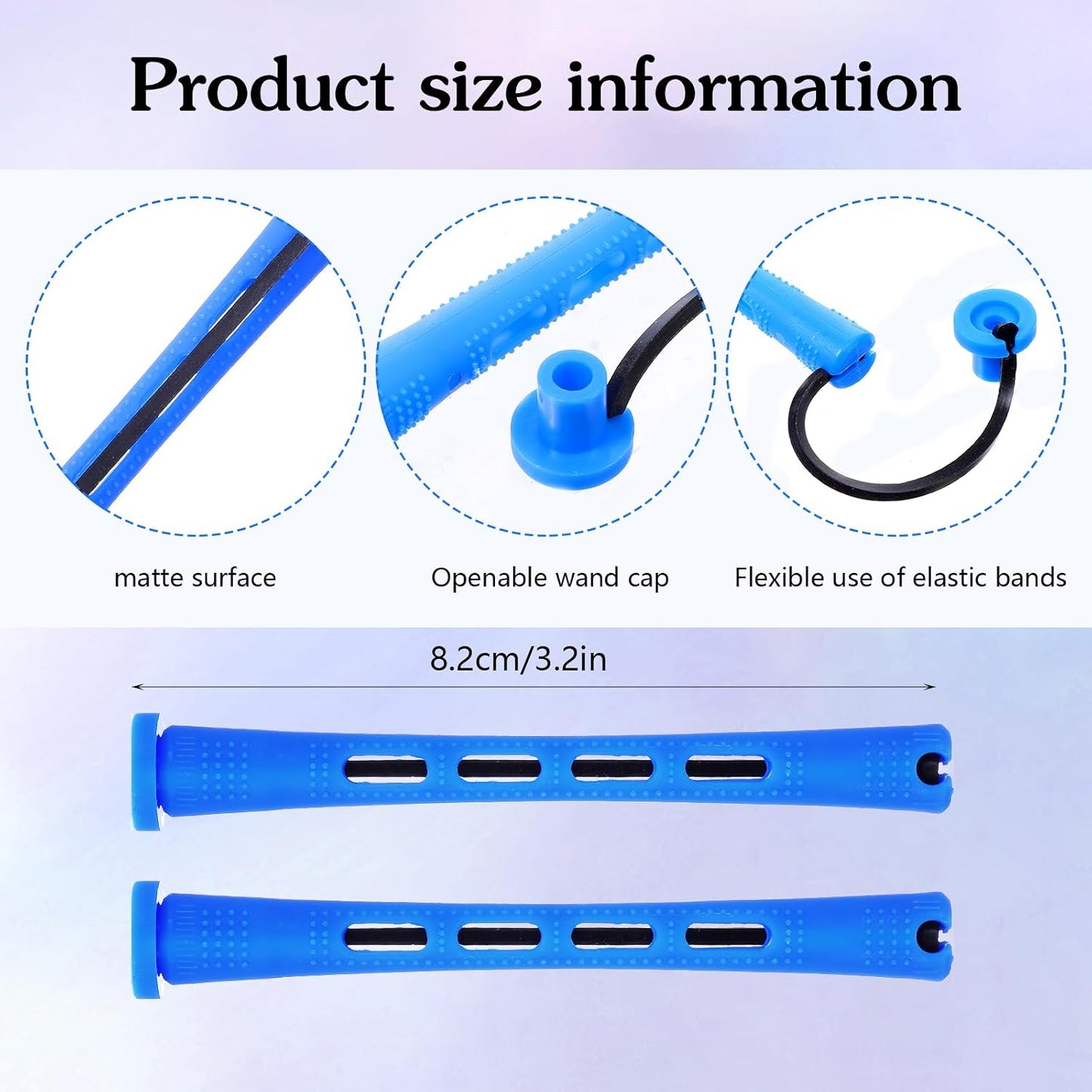 Perm Rods for Short Hair - 20 Pcs Small Plastic Curling Rollers | Blue, 0.35 Inches