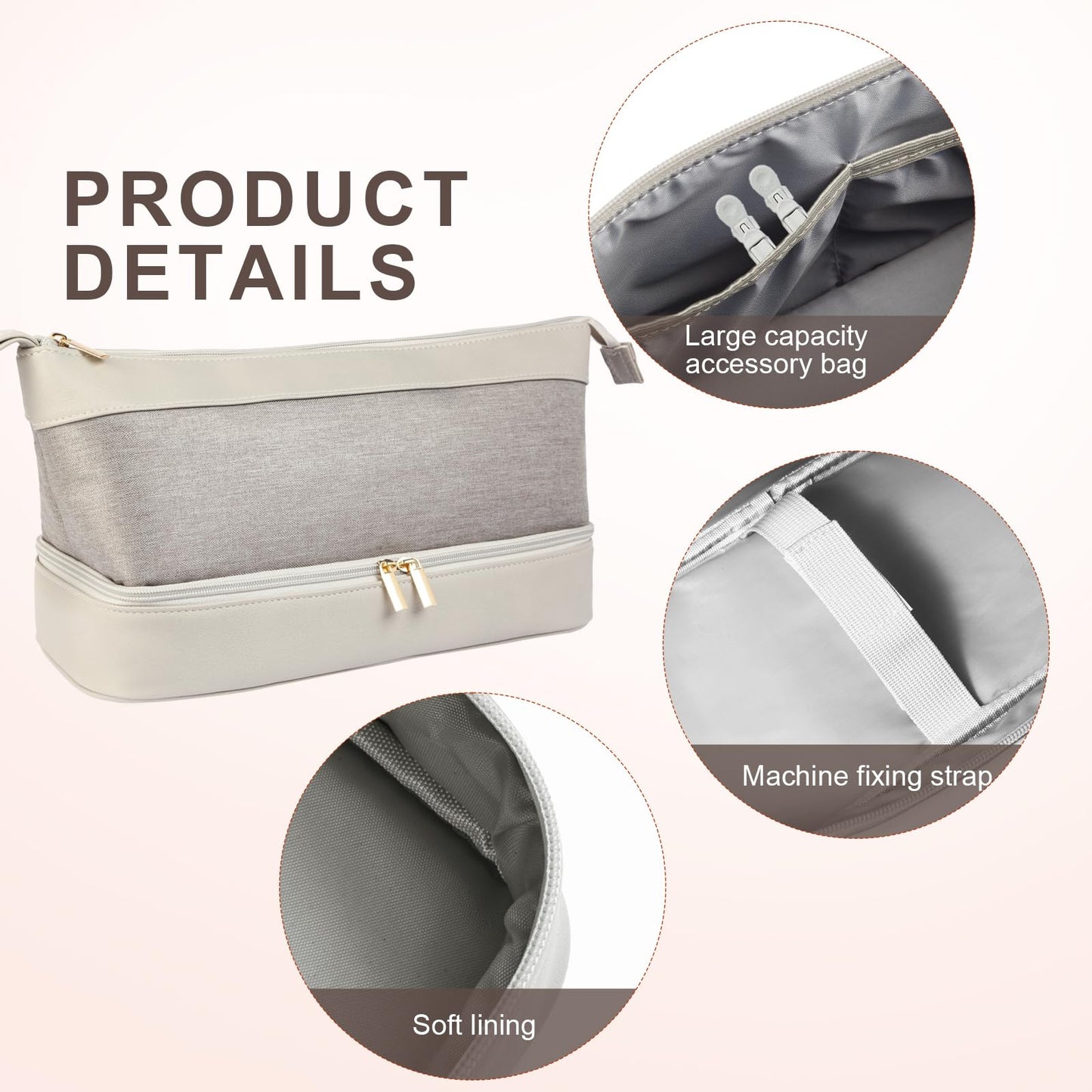 GENCAM Flexfusion Carrying Case for Shark, Travel Case for Shark Glam Ceramic/FlexFusion Hair Straightener, Travel Bag for Shark Flexfusion Air Ceramic HD641S/HD642S /HD6052S (grey)