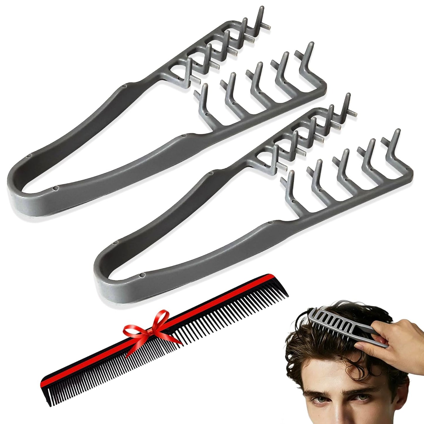 Texturizing Comb for Men - 2 Pack Wide Tooth Hair Volume & Root Lifting Styling Comb for Thick, Curly & Wavy Hair