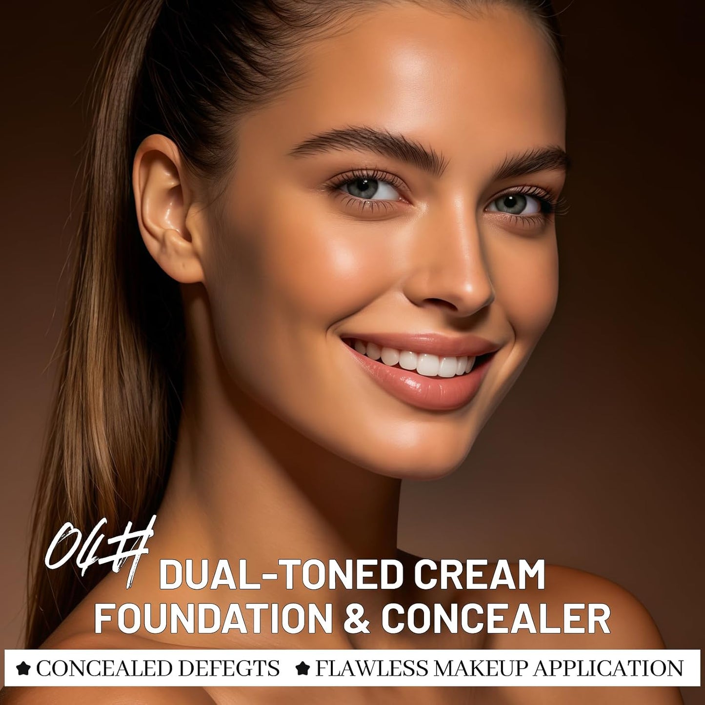 Dual-Toned Cream Foundation - Flawless Finish & Full Coverage Makeup | Waterproof, Blendable, Creamy Texture, Shade 04