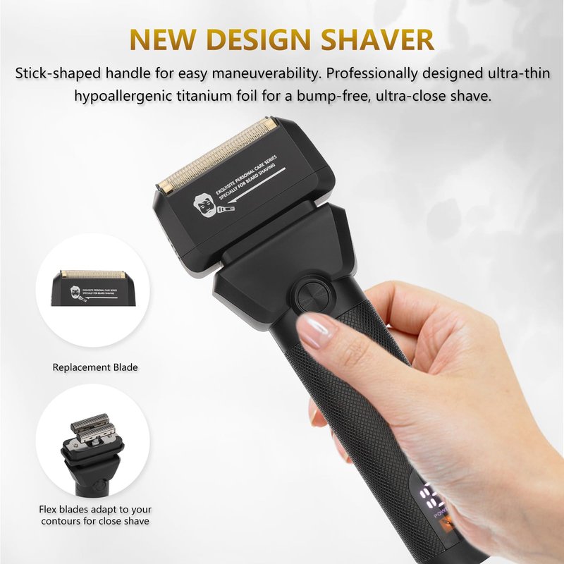 Bomic Hair Clippers for Men Professional, Barber Clippers and Trimmer Set, Hair Clipper& Hair Trimmer & Electric Foil Shavers Razor Kit, Hair Cutting kit, Cordless Mens Grooming Kit-Gold