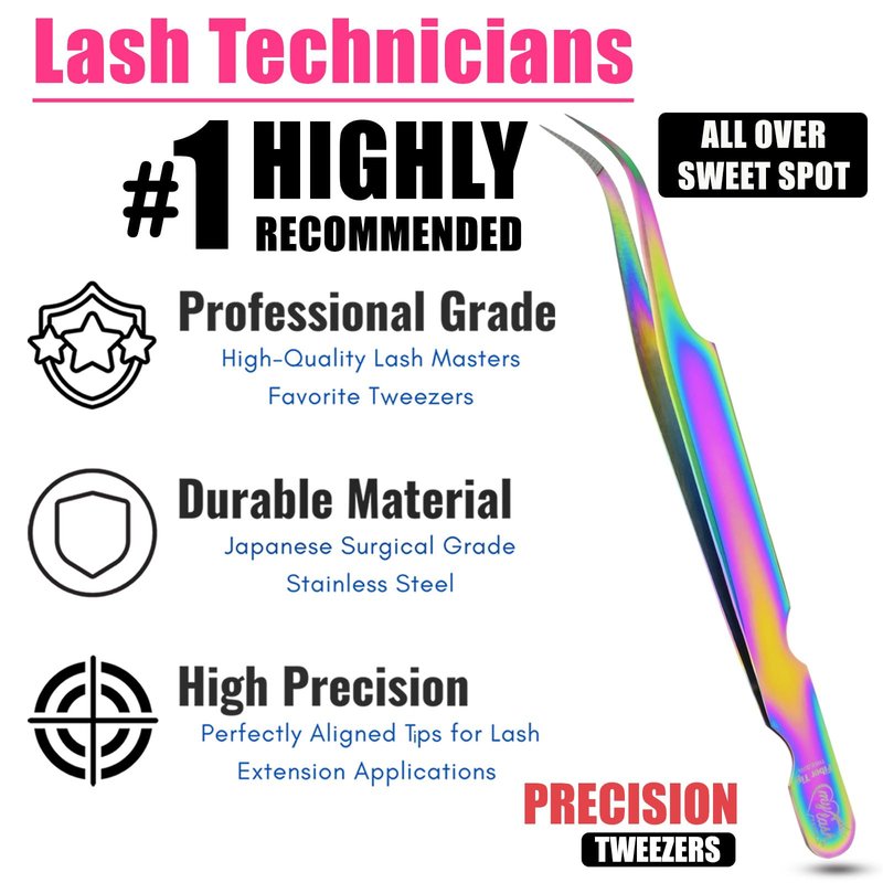 My Lash Tools Fiber Tip Eyelash Extension Tweezers Professional Lash Tweezers for Volume & Isolation Lashes