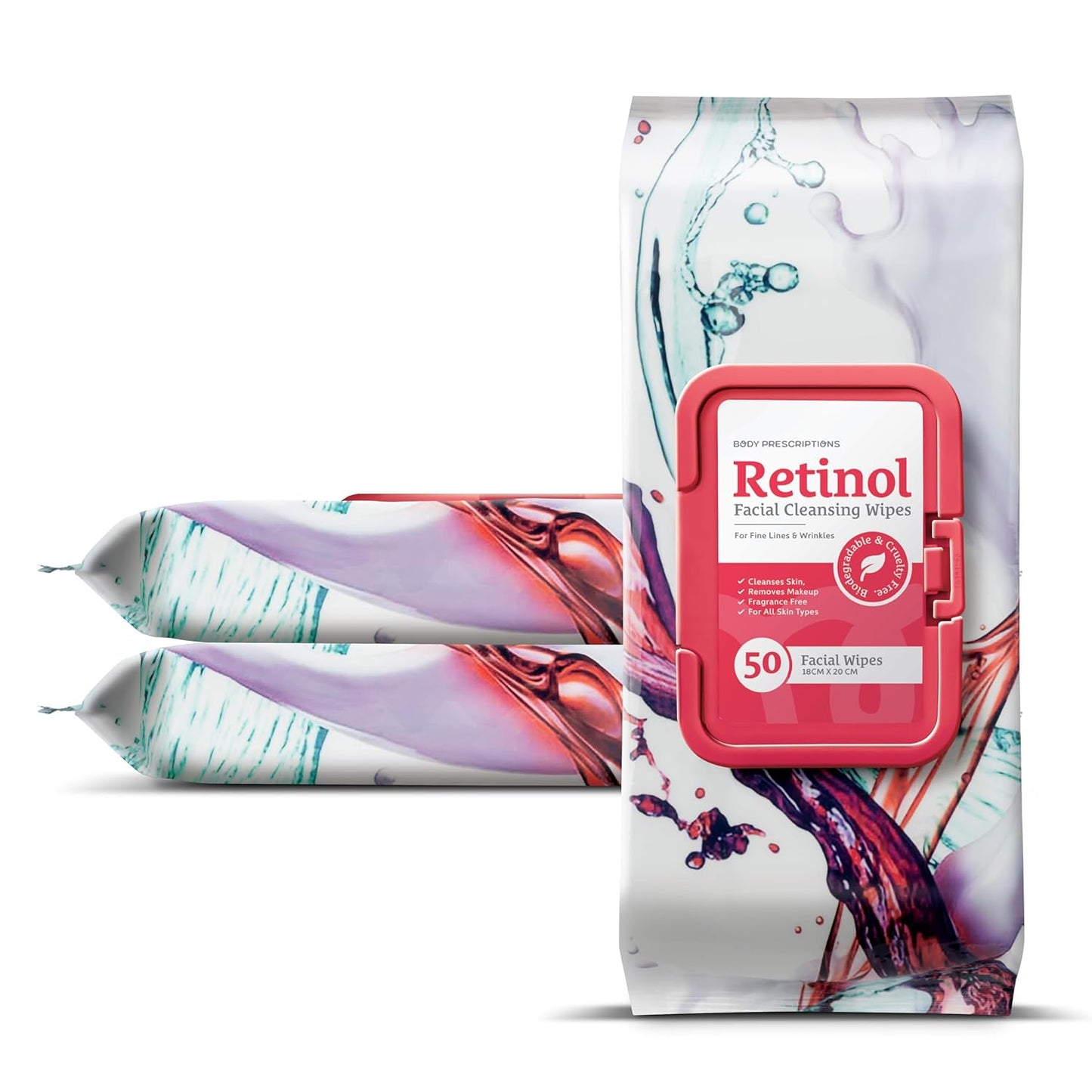 Makeup Cleansing Wipes - Gentle & Effective Face Wipes with Retinol | 50 Count Pack of 3