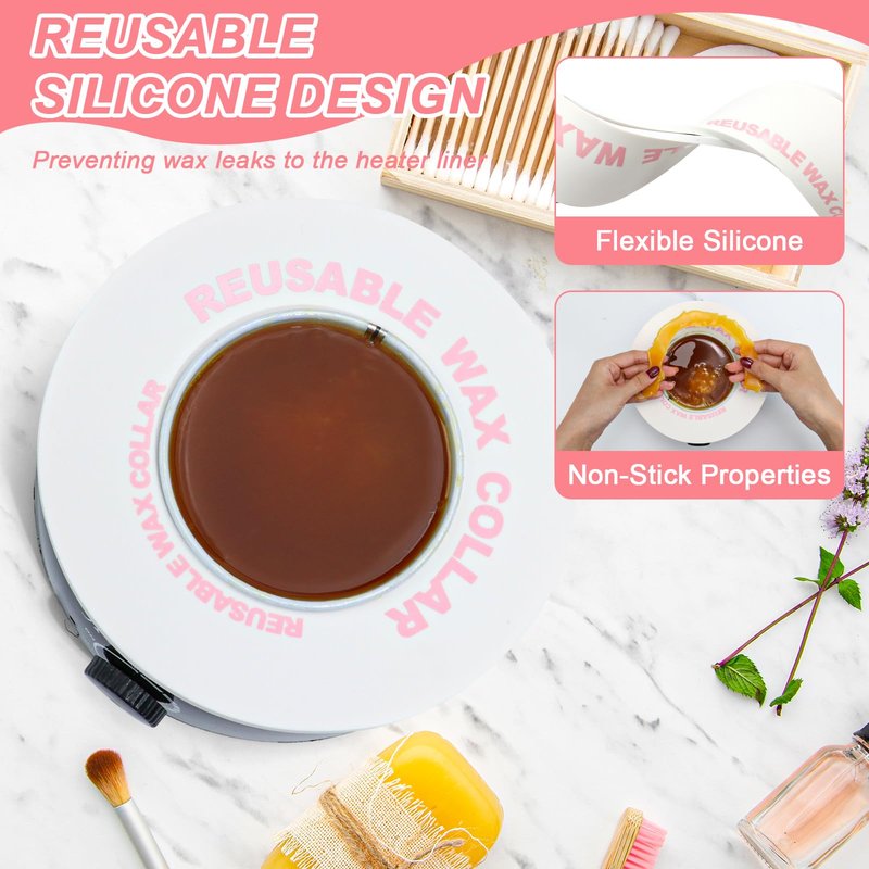 2 PCS Reusable Silicone Wax Collars Fits Most 14 Oz Wax Pot Liner Collar Clean Collars for Wax Warmer Waxing Protection Collars for Esthetician Hair Removal Women Wax Supplies(White)