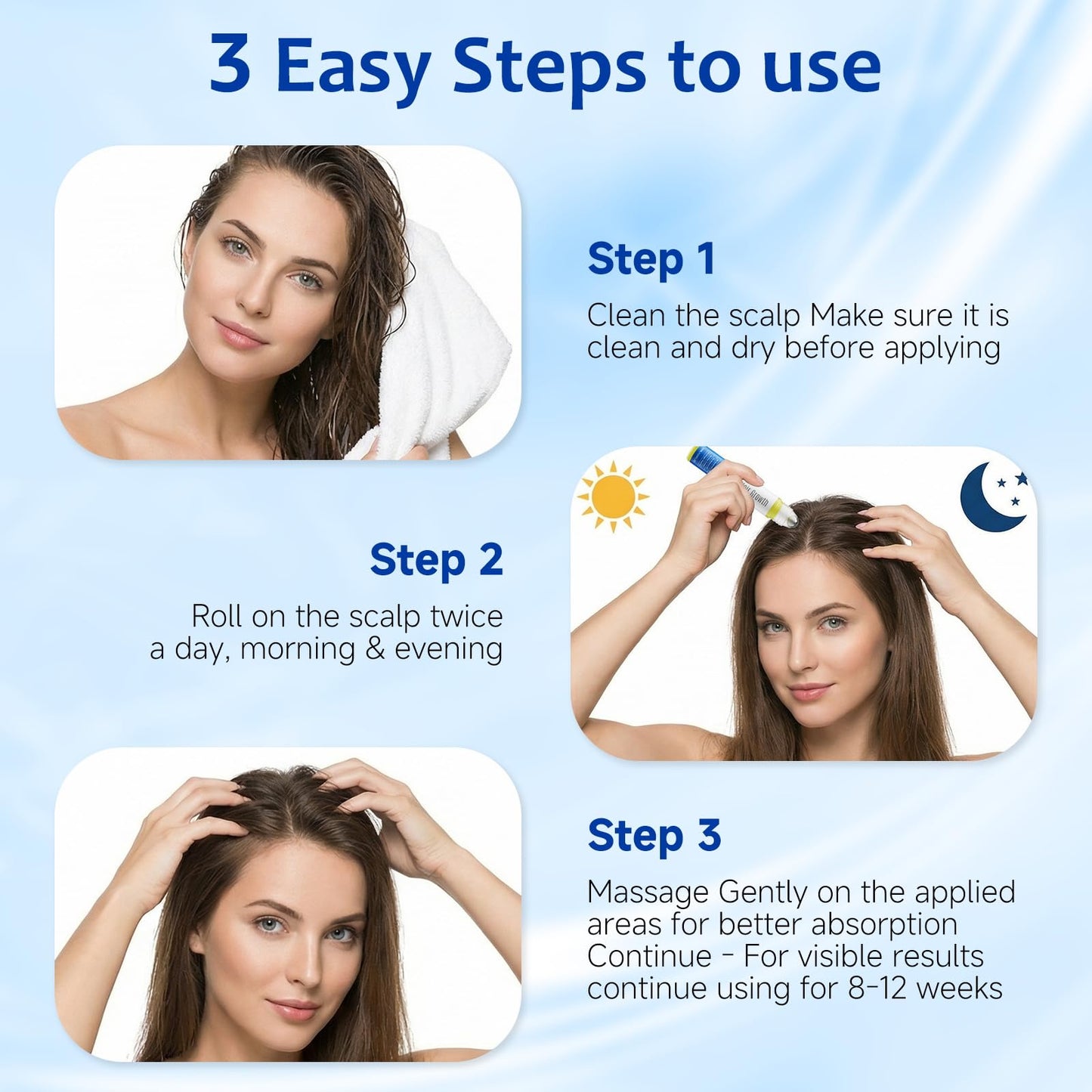 Hair Growth Serum Roll On with 3% Rosemary,3% Batana Oil,2% Pea Extract,2% Ginger Root Oil,Stronger Root,stimulate follicle,Hair Thicker,Hair Loss Treatment,Hair Growth Serum(30ML/1.01FL.OZ)