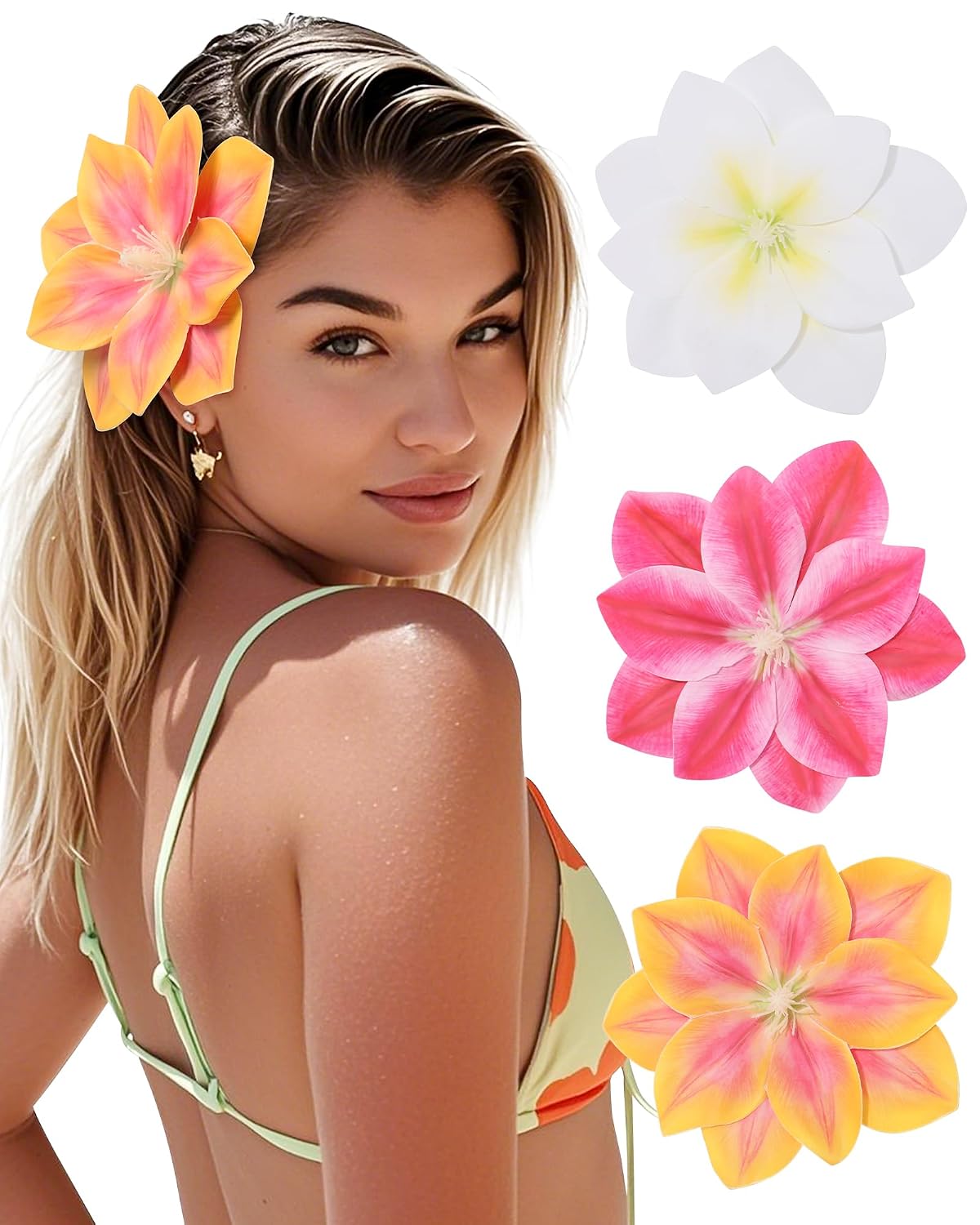 Floral Hair Clips for Women - 3PCS Spring Summer Bobby Pins with Non-Slip Grip | Cute Bridal Accessories