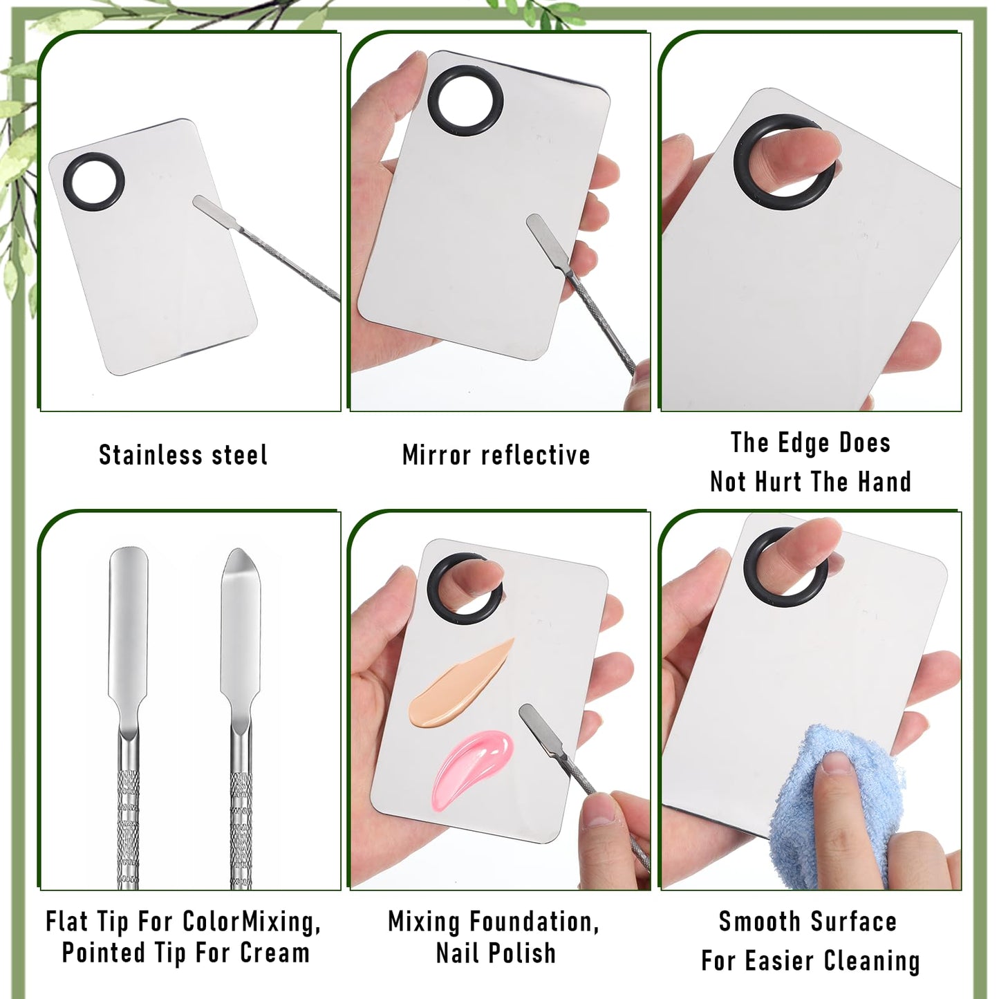 LXUEJIE 4Pcs Makeup Mixing Palette, Spatula Brush Makeups, Spatula Foundation Brush Cosmetic Spatulas for Liquid Foundation, Blending Cream, DIY Mixed Makeup
