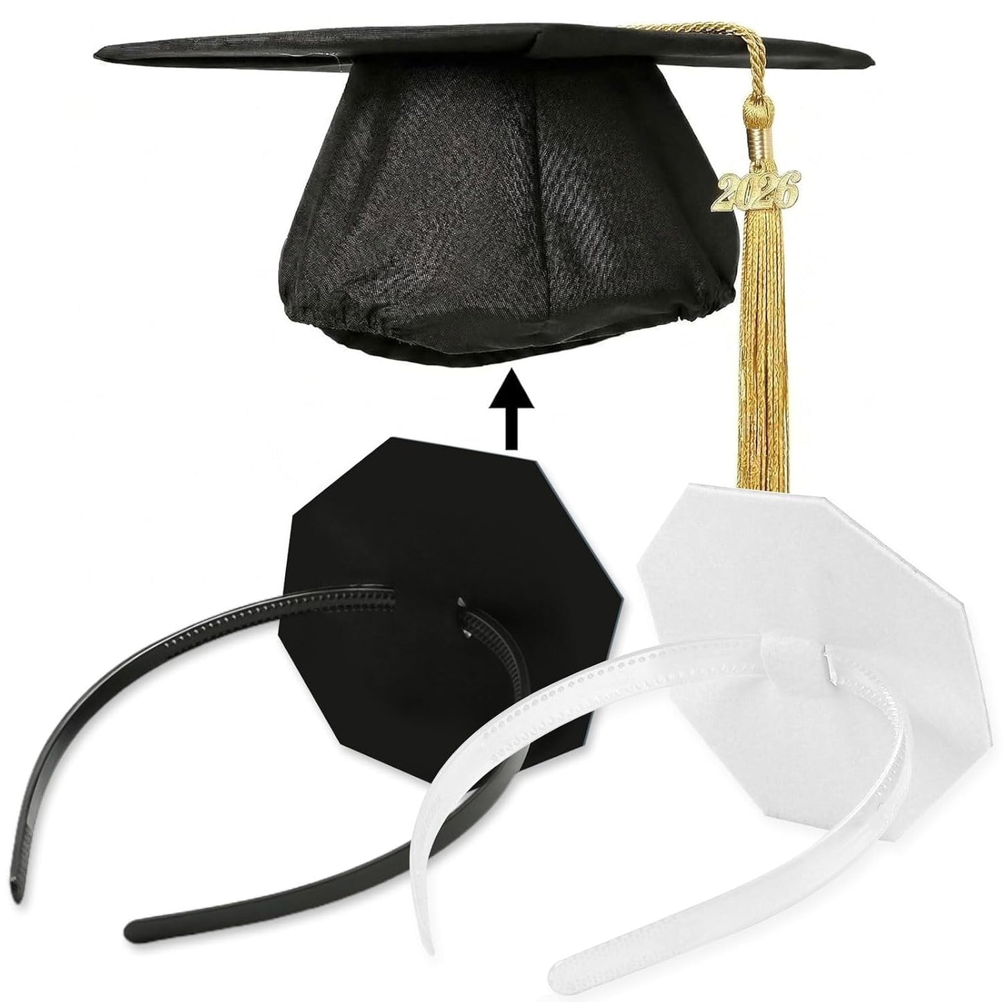 Graduation Cap Headband Insert - Secure Clip Holder for Grad Hats | Anti-Fall Hair Bands (2pcs)