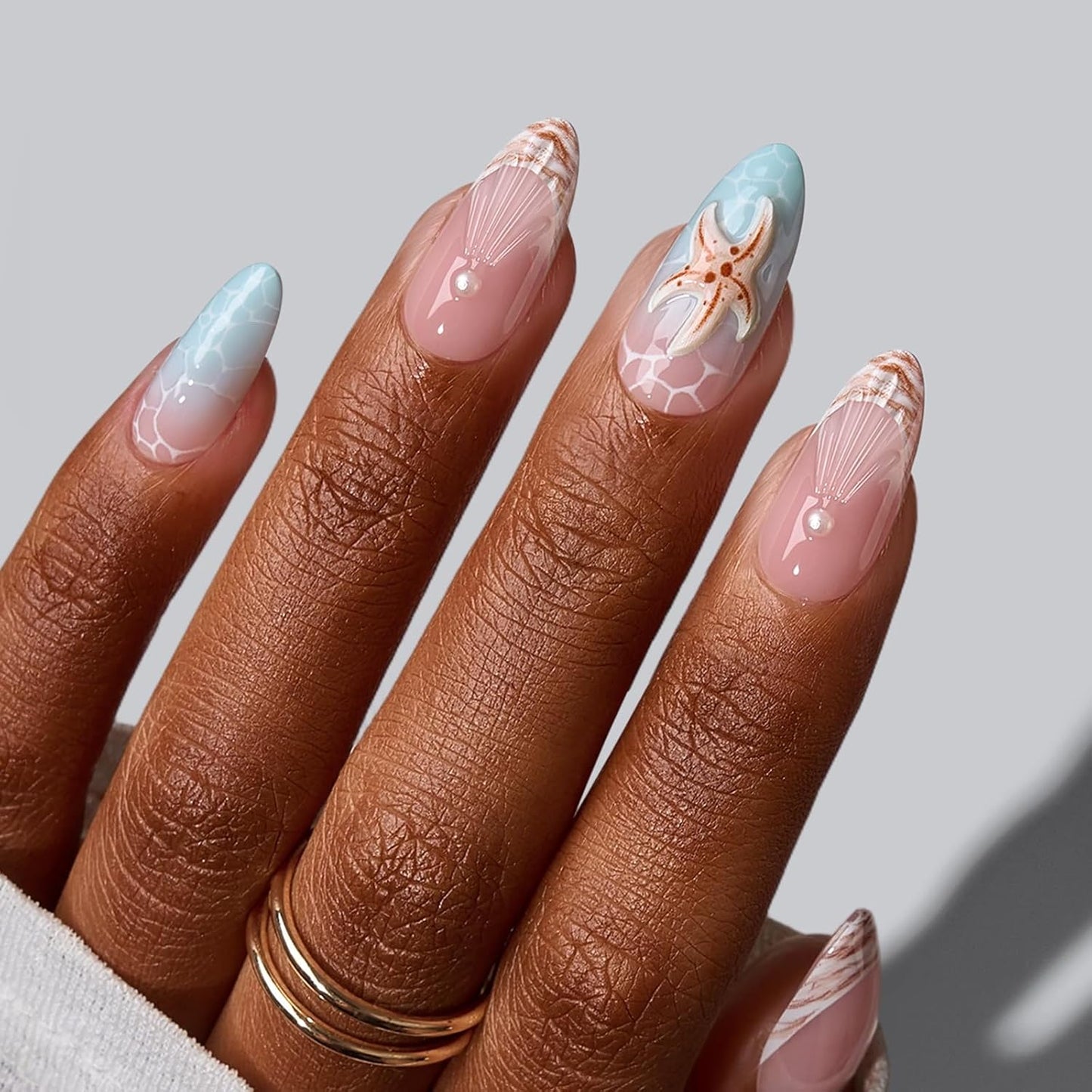 French Tip Press On Nails - Isle Plumeria | Easy-Apply Flower Short Square Design, 32 Nails in 16 Sizes
