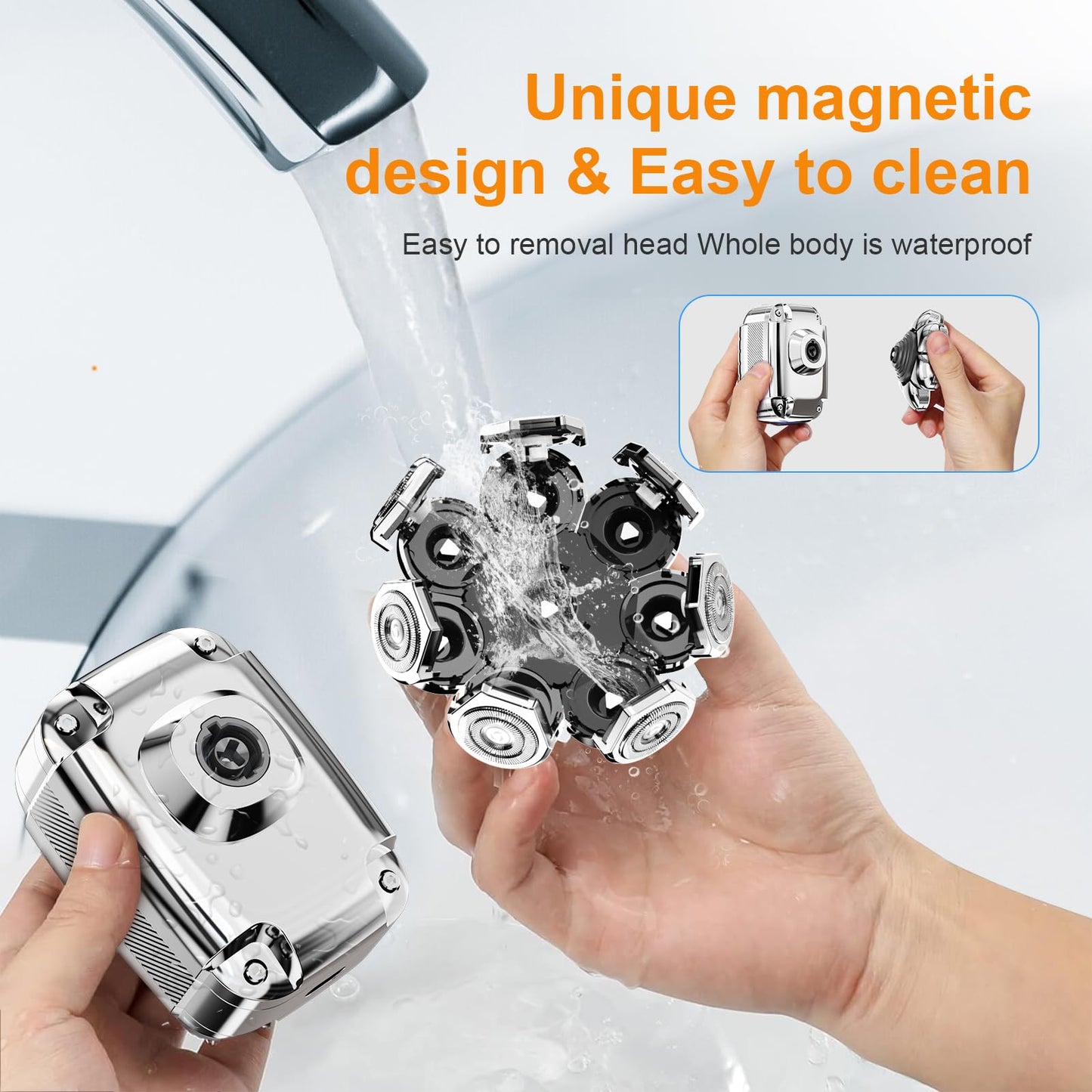 Head Shaver for Bald Men,2024 Upgrade 8-in-1 Men’s Electric Shaver Bald Head Shaver for Men,Electric Razor for Bald Men IPX7 Waterproof Rotary Shaver Grooming Kit with LED Display