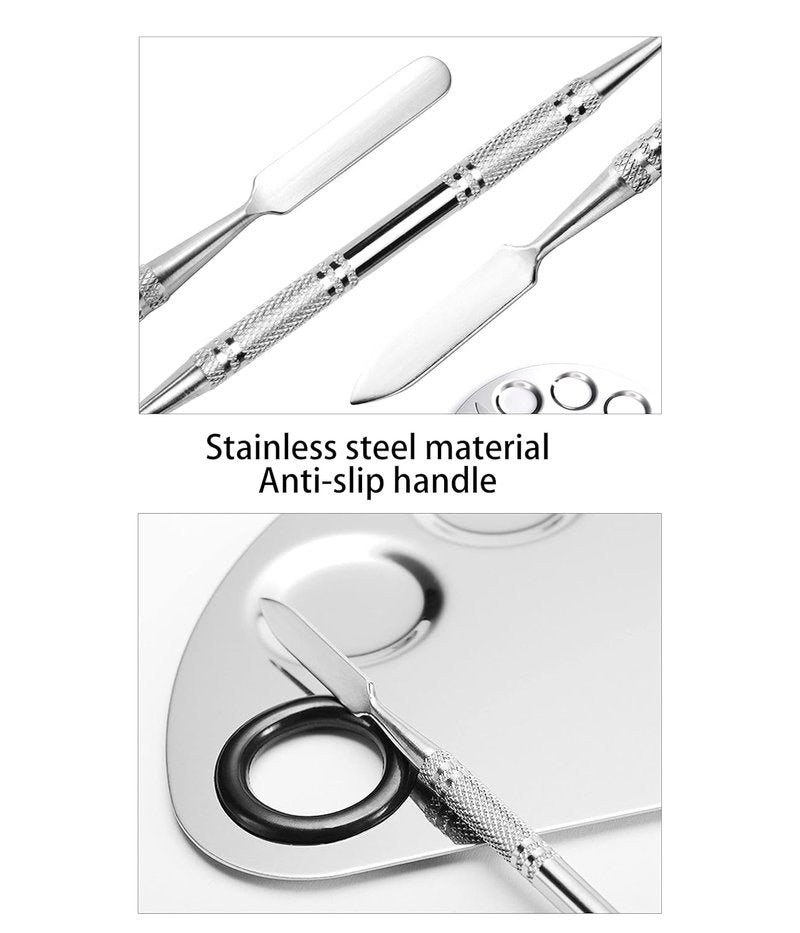 Makeup Mixing Palette - Stainless Steel Artist Tool for Foundation, Eyeshadow & Nail Art | 2PCS
