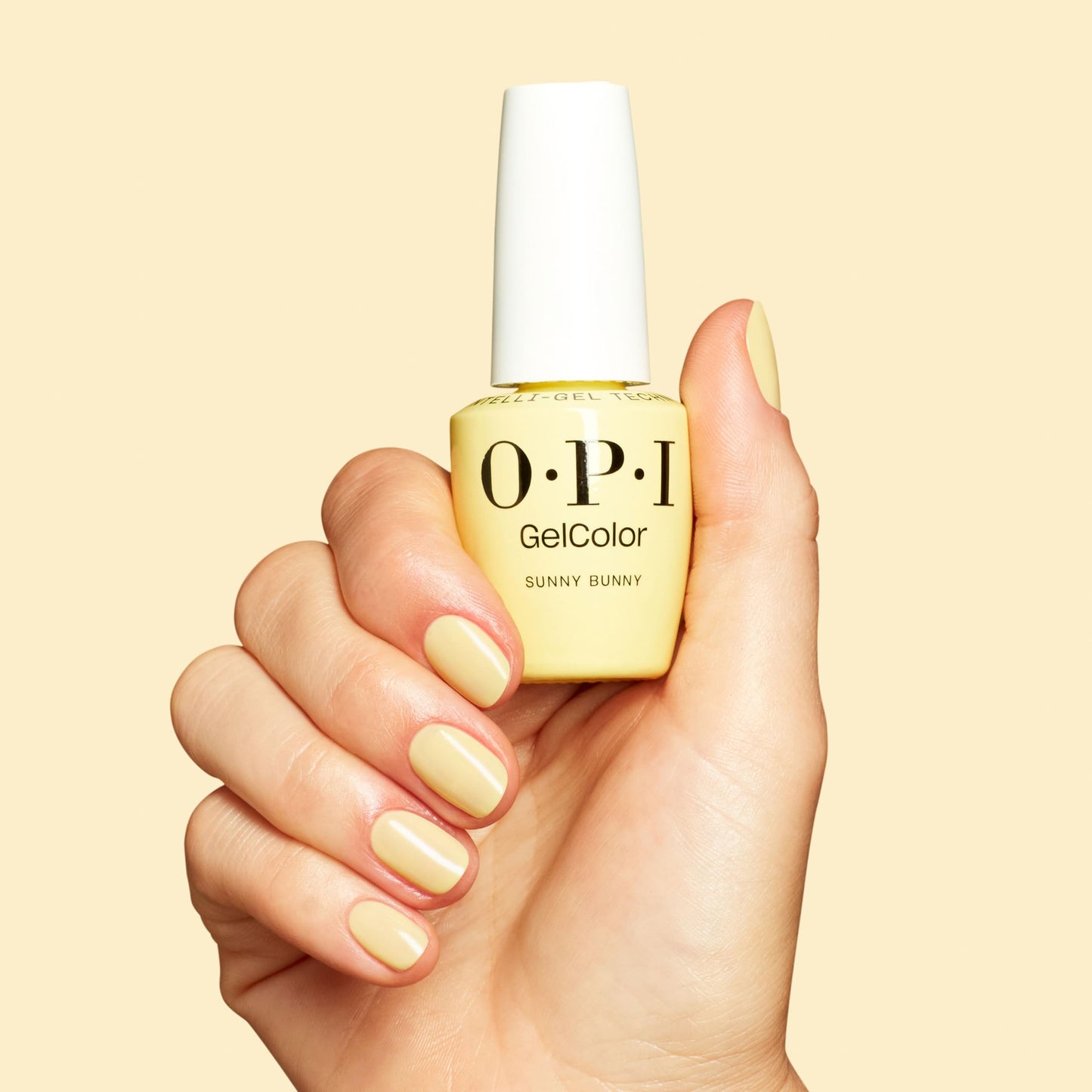 OPI GelColor Sunny Bunny | Semi-Sheer Soft Warm Yellow Crème LED Cure Gel Nail Polish | Salon-Quality Shine, Long-Lasting Wear | 0.5 Fl Oz | The New OPIcons Collection | Spring 2026