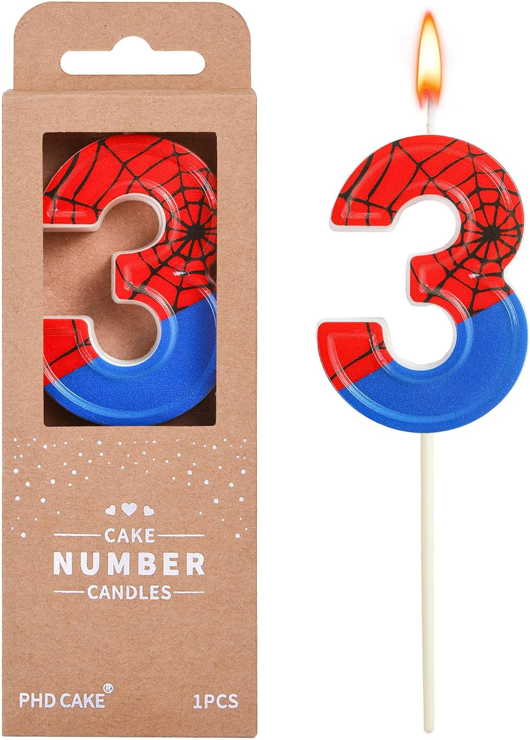 Number 4 Spider Birthday Candles - Fun 2.76 Inch Cake Decoration for Parties