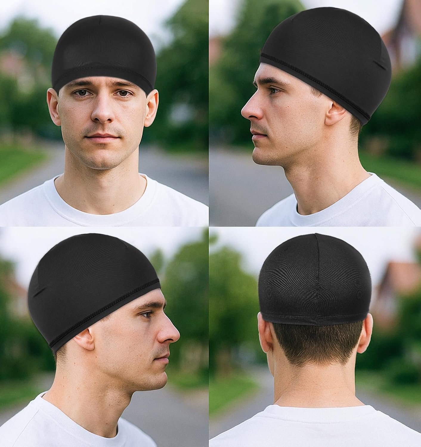 Wave Cap for Men - Breathable Sleep & Sport Skull Hat | 4-Pack, Sweat Absorbent