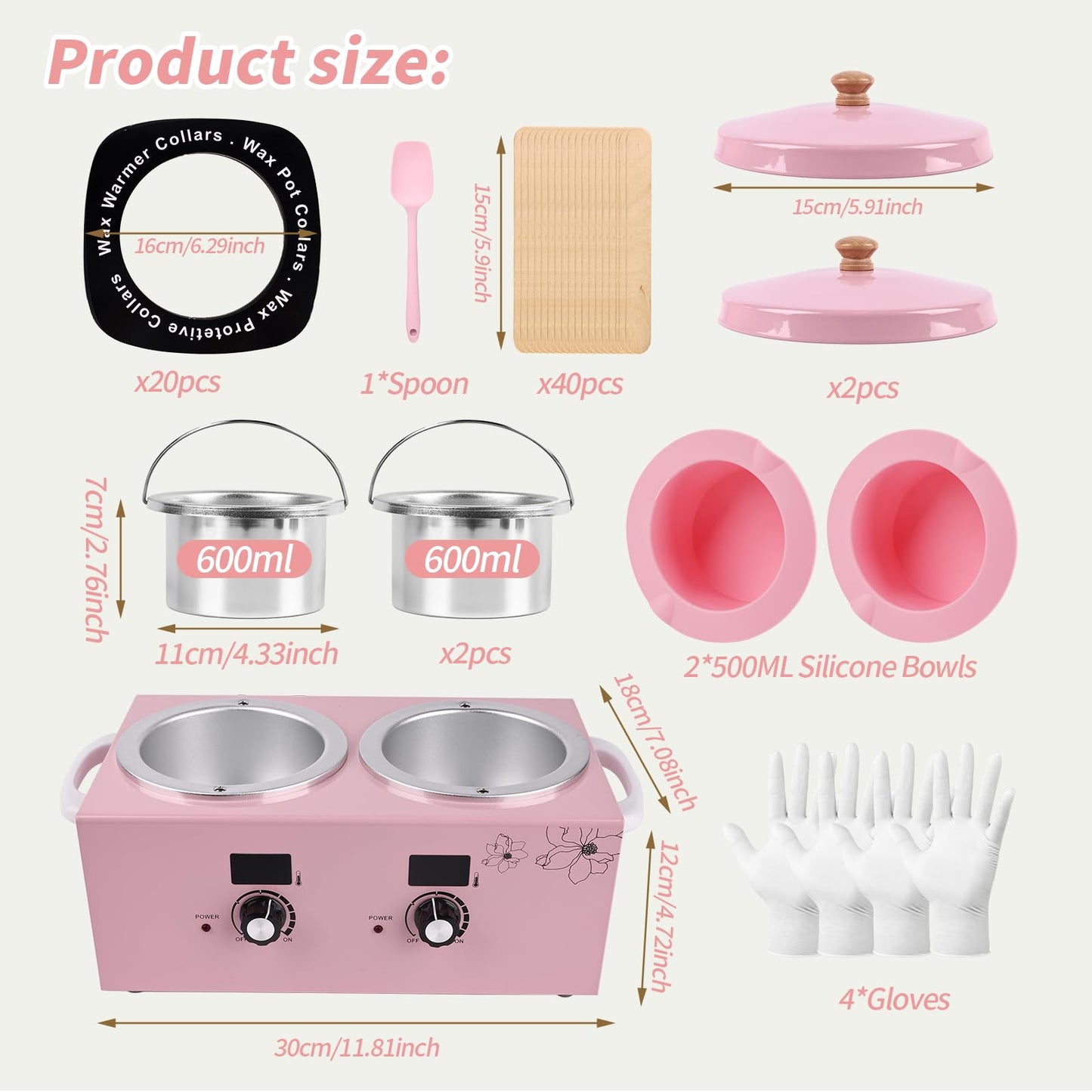 Double Wax Warmer Machine, Yofuly Professional Digital Waxing Kit for Women Hair Removal, Electric Hard Wax Pot Heater with Sticks and Collars for Home Spa Beauty Salon Esthetician Use