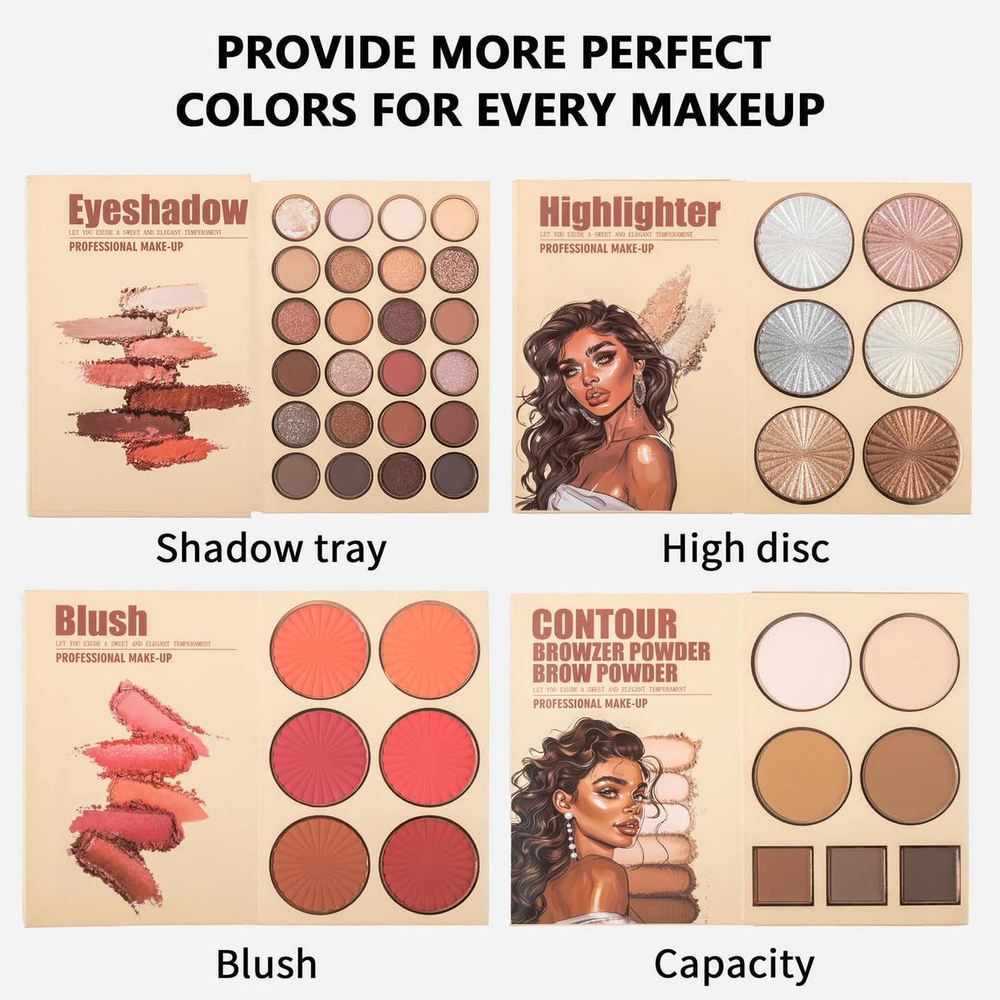 RoseFlower Make Up Set, Makeup Book Palette with 24 Colors Eyeshadow Palette Blush Highlighter Contour, Makeup Palettes Travel Makeup, Makeup Gift for Women/Girl/Teen