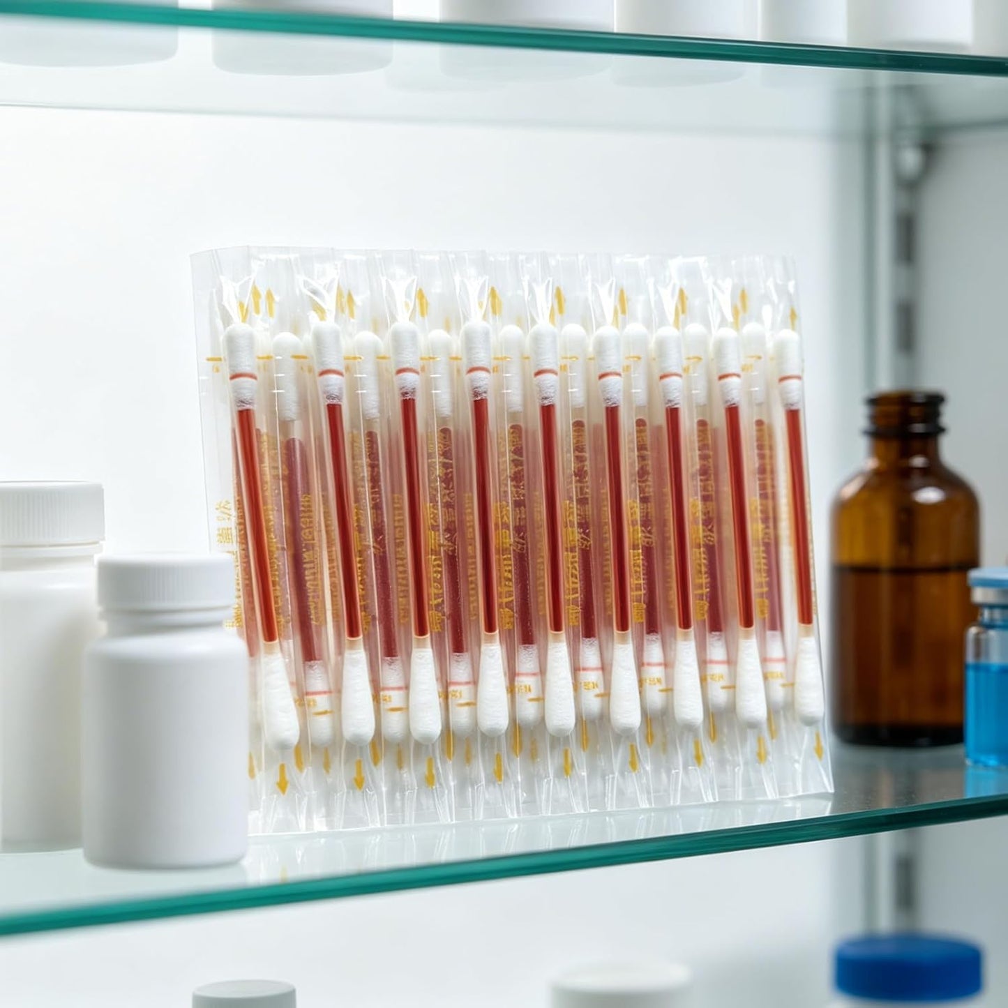 Cotton Iodine Swabs - 100 Individually Wrapped Disposable Iodophor Swabsticks for First Aid & Emergency Care | Medical Safety Kit