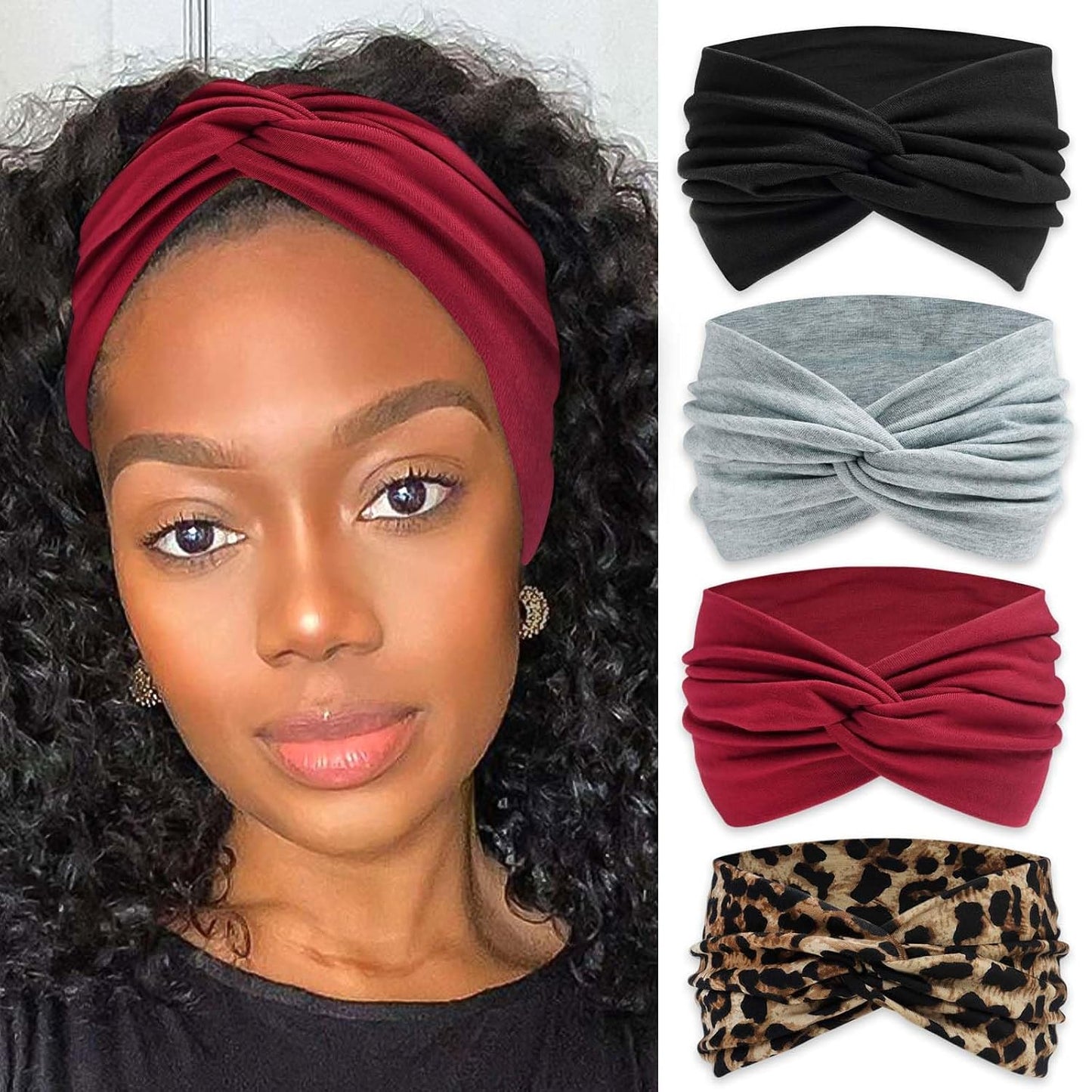 Bandana Headbands for Women - Large Turban Wraps | Knotted Criss Cross Design, Perfect for Workouts