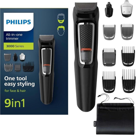 Philips Norelco Multigroom Trimmer - 9-in-1 Grooming Kit with 13 Attachments | Versatile Hair & Beard Care