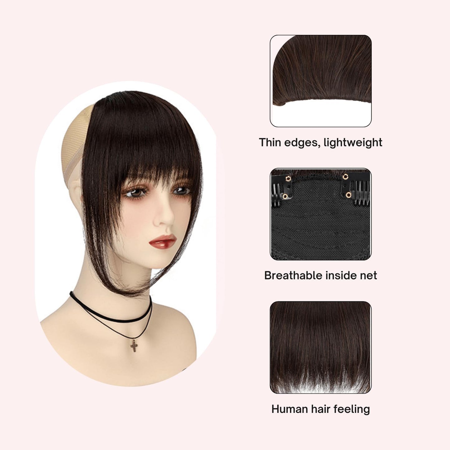 VAVANGA French Clip in Bangs, Ash Blonde Long Wispy Bangs Hair Clip with Temple Full Fringe Curtain Bangs Hair Clip Hair Piece Thick Fake Bangs Clip in Hair Extensions for Women(#24-Ash Blonde)