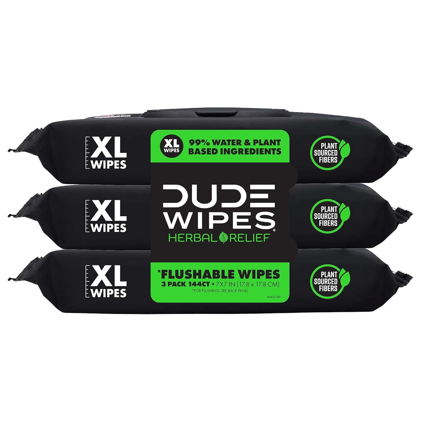 Dude Wipes Unscented Flushable Wipes - Extra-Large Adult Wet Wipes for Sensitive Skin | 6 Pack (288 Count) with Vitamin E and Aloe