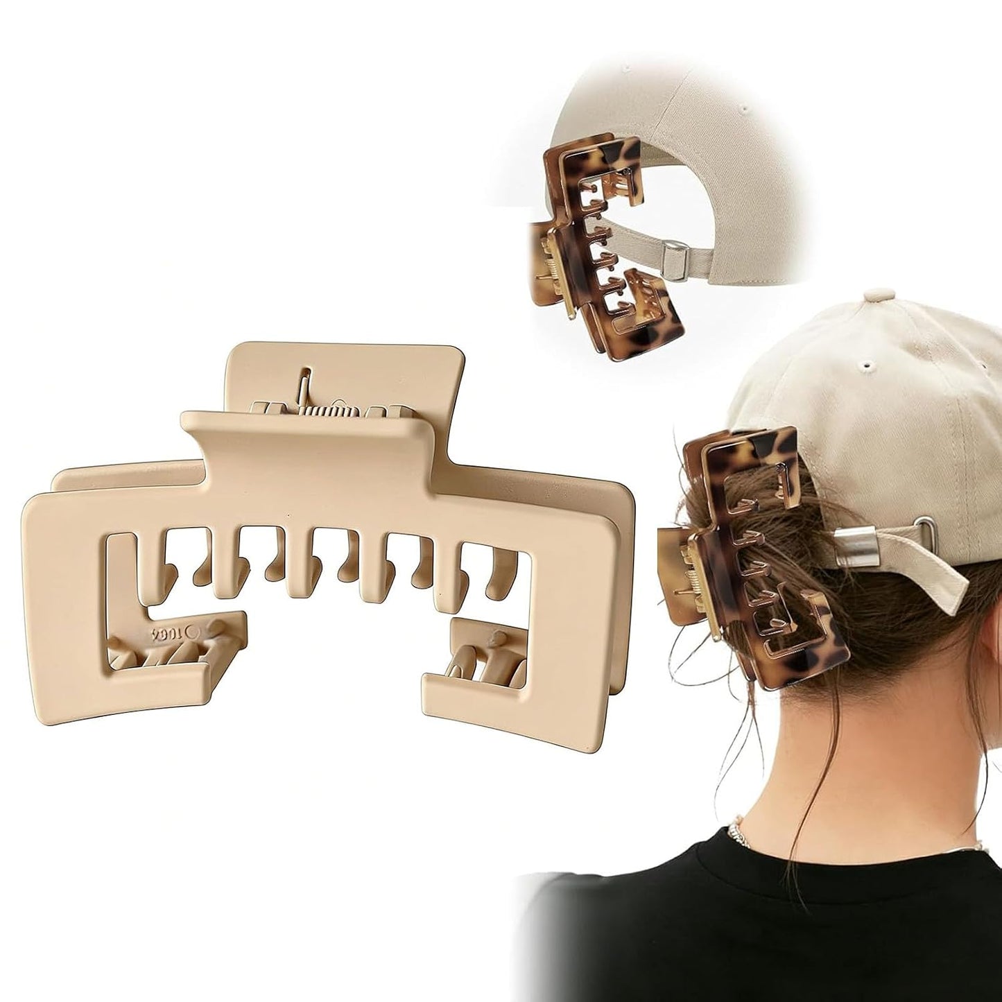 Large Hair Claw Clip for Baseball Caps - Non-Slip Strong Hold for Thick Hair | 5PCS