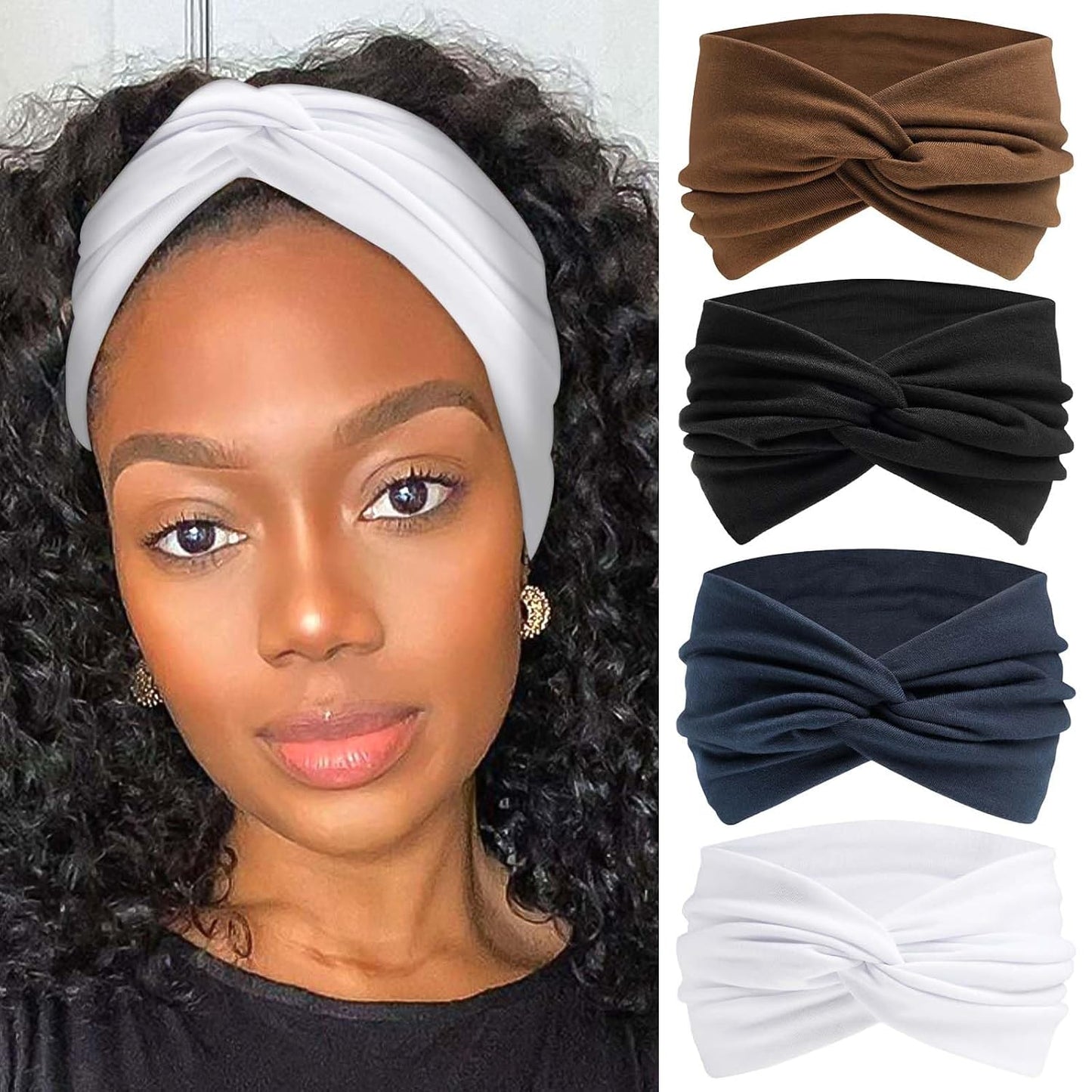 Bandana Headbands for Women - Large Turban Wraps | Knotted Criss Cross Design, Perfect for Workouts