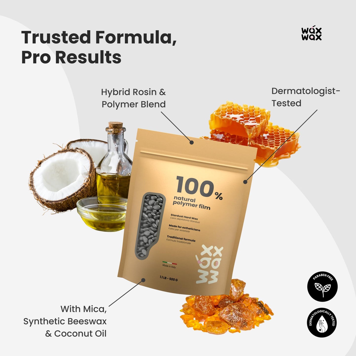 Wax Wax Stardust Hard Wax Beads | Coarse Hair Removal Wax for Ultra Sensitive Skin | Strip-Free, Low Melting, Cruelty-Free & Eco-Friendly Waxing Beads With Hybrid Rosin Formula | Made In Italy - 2.5lb