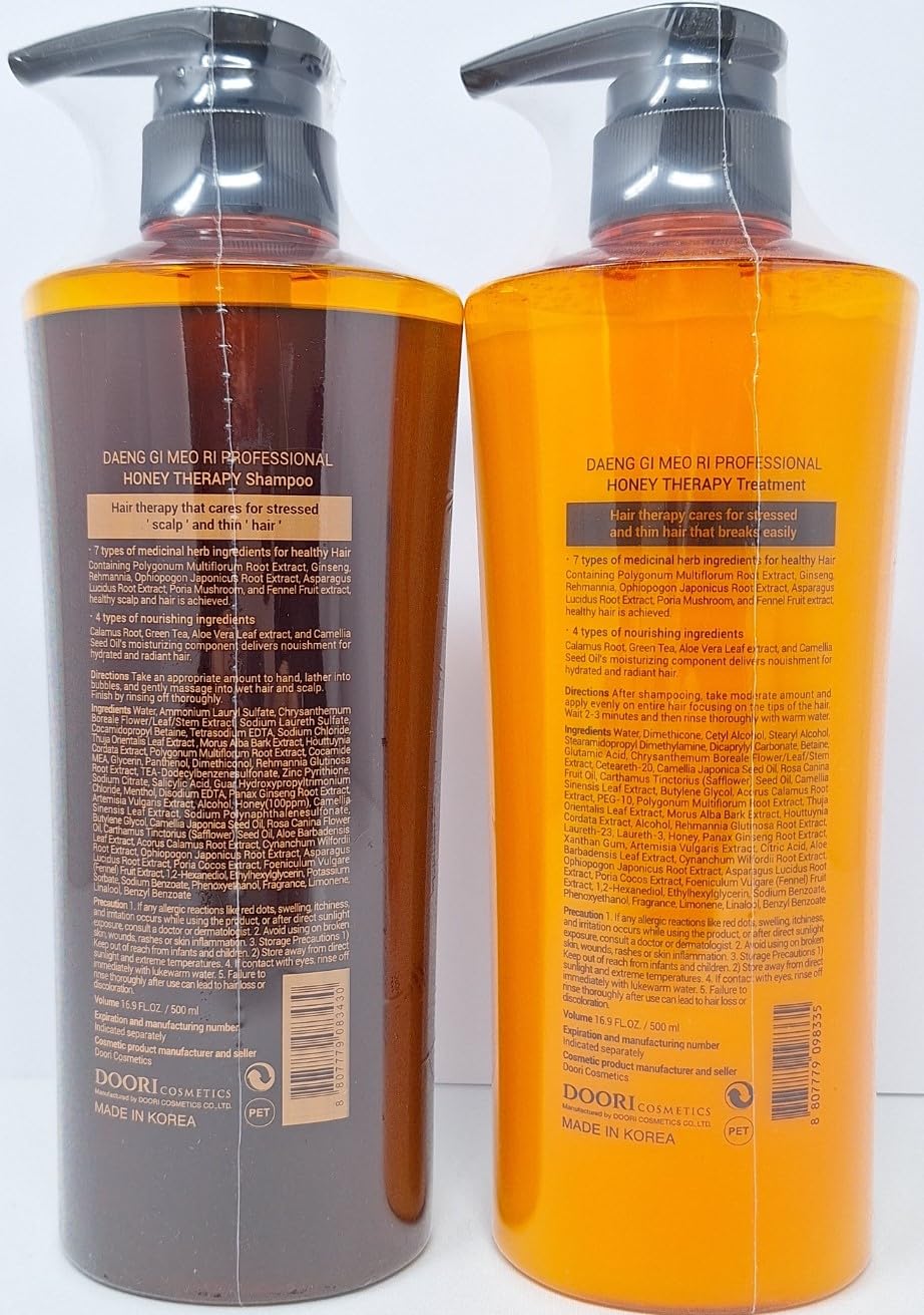 Daeng Gi Meo Ri - Honey Therapy Shampoo&Treatment&Hair Mask Set(Shampoo and Treatment16.9 FL.OZ/500ml,Hair Mask150ml), Packaging may vary