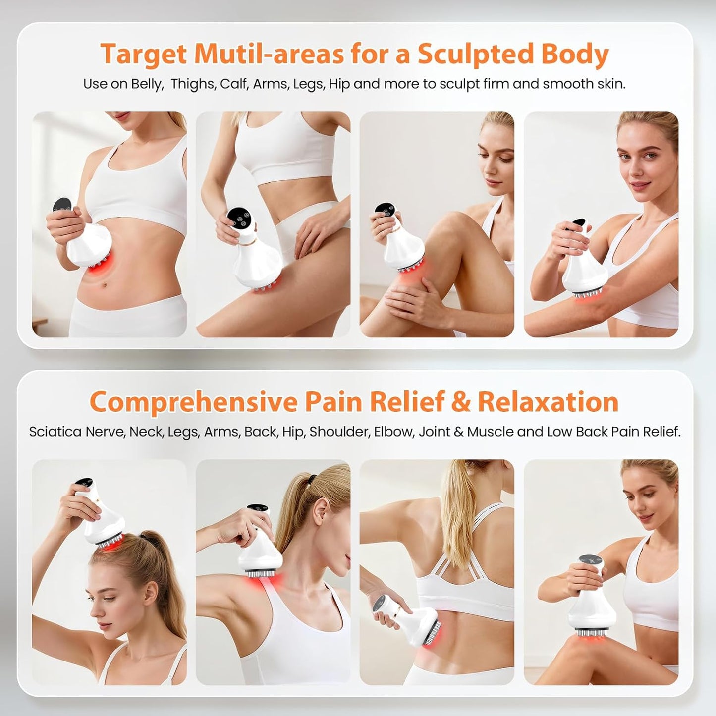 ZOVLO Lymphatic Drainage Massager, Anti Cellulite Massage Tool & Body Sculpting Machine, 4-in-1 Microcurrent, Red Light, Heat & Vibration, 21 Heads for Legs Arms & Belly, Helps Reduce Stretch Marks
